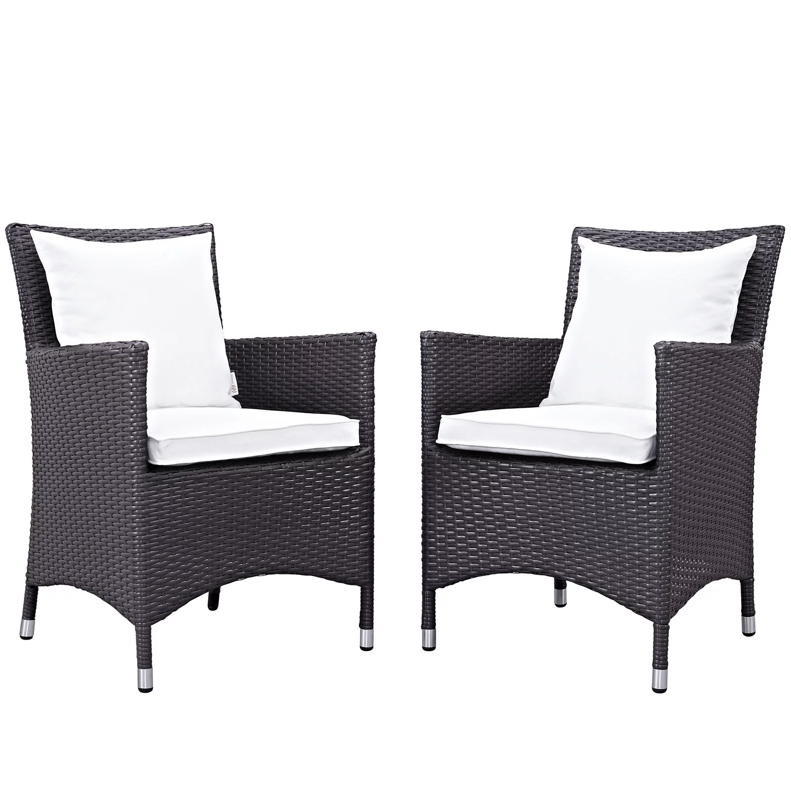 Modern Contemporary Urban Design Outdoor Patio Balcony Dining Chair ( Set of Two), White, Rattan