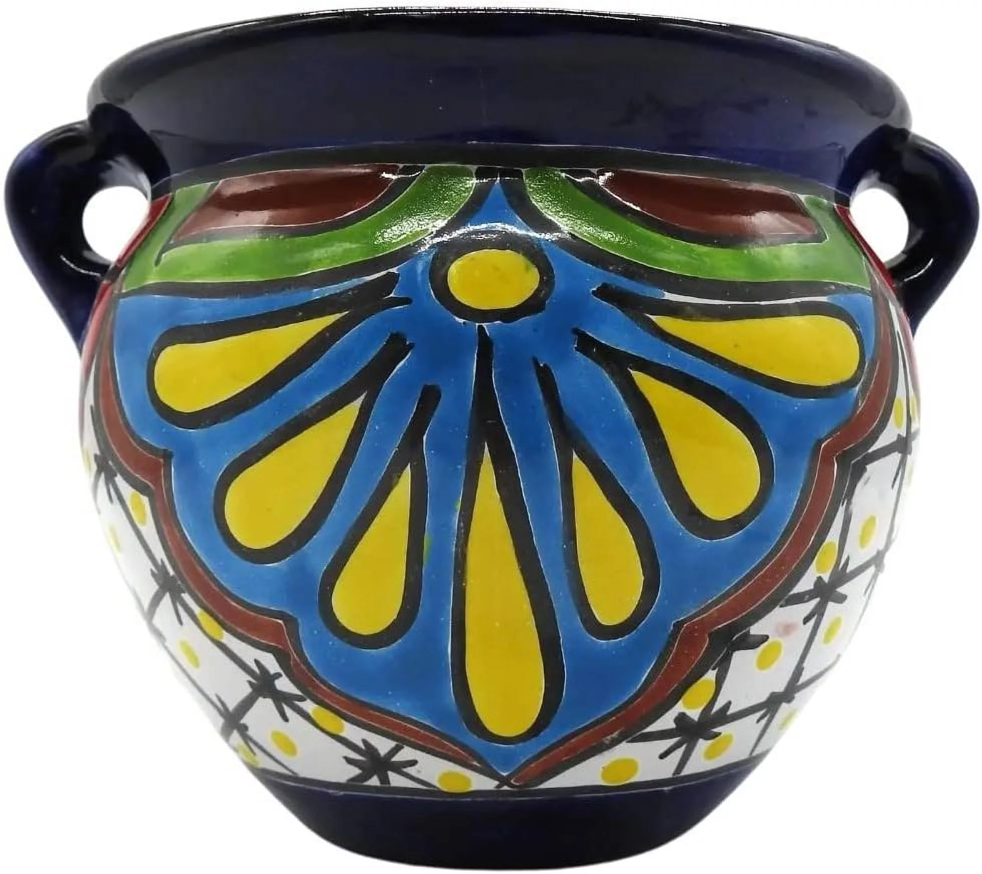 Michoacana Mini Planter #2 Hand Painted Indoor Outdoor Multi Colored Glazed