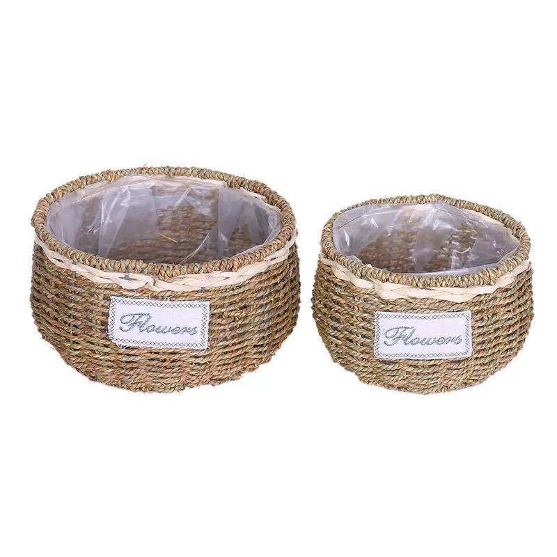 Flower Basket Straw Rattan Basket Flower Arrangement Wall Flower Pots Green Plants Succulent Pots Rustic Rattan Flower Basket