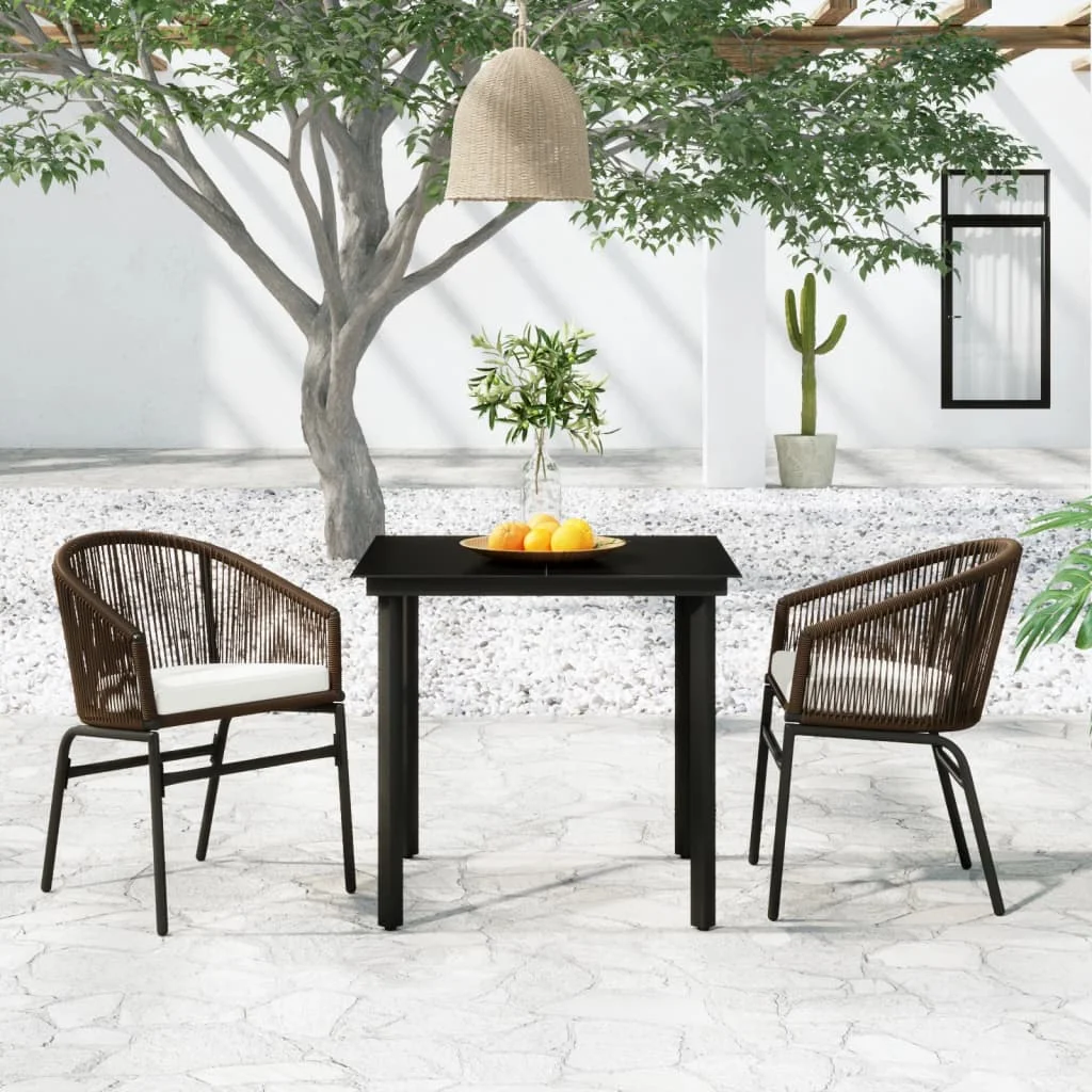 Uteam Brown Patio Dining Set 3 Piece