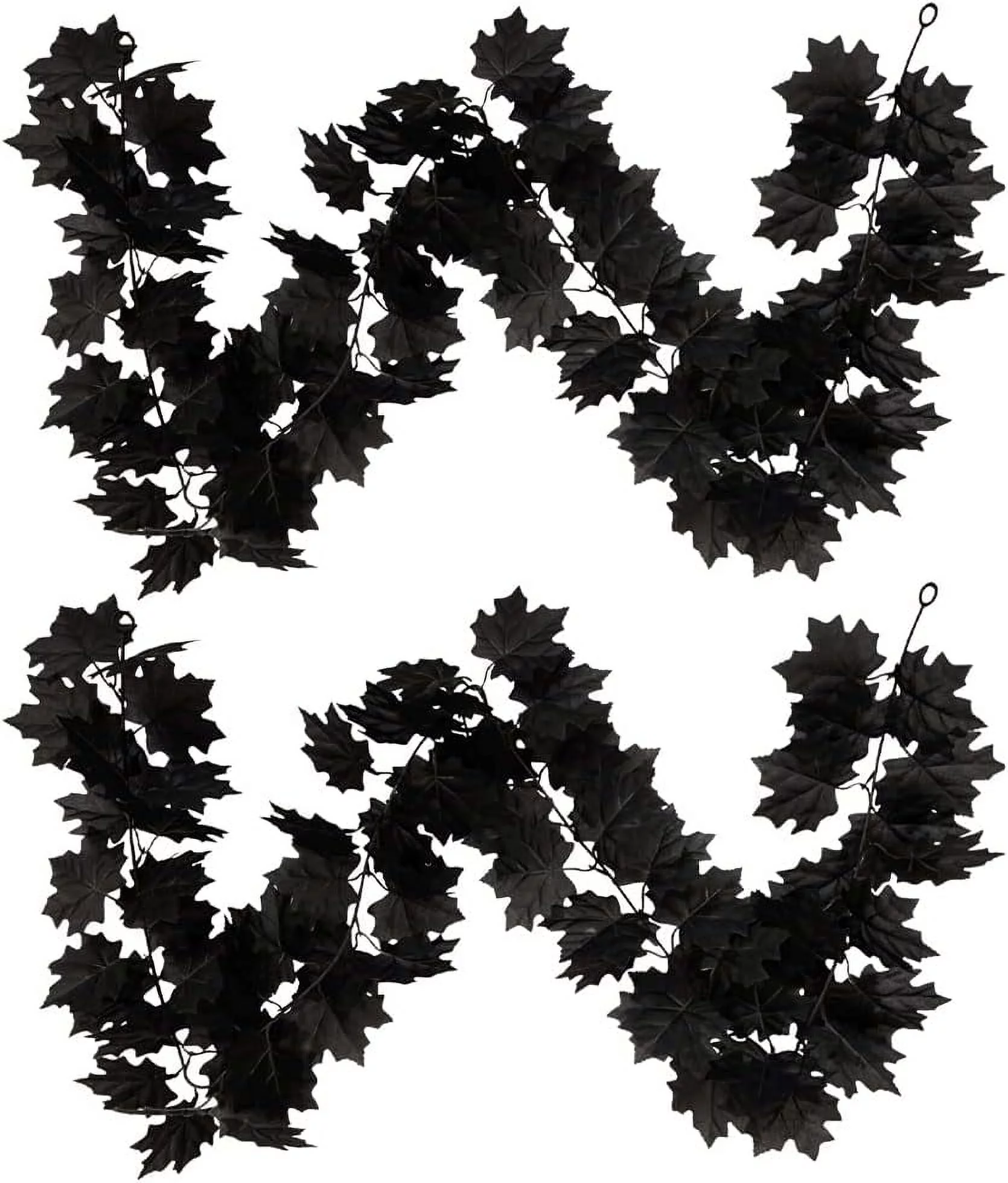 2Pack Fall Artificial Maple Leaves Garland 6ft Hanging Black Fall Leaves Vine Autumn Garland All Hallows' Day Thanksgiving Home Decor