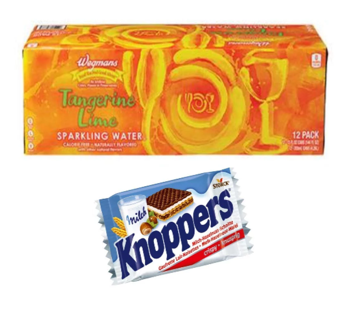 Sparkling Water Tangerine Lime (12 Cans Pack) | 0 Calories | 0 Sugar | 0 Sodium | Vegan + Knoppers 0.8Oz