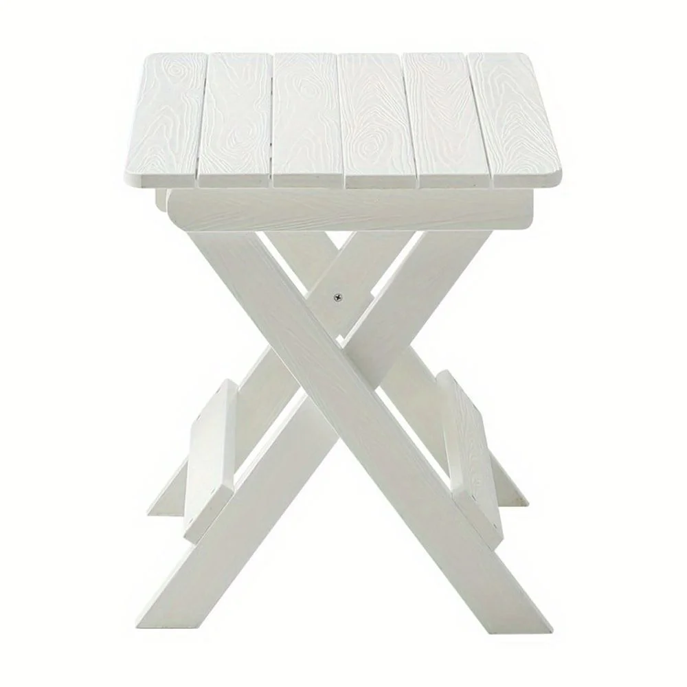 Zateety Foldable Small Table and Chair Set with 2 Chairs and Rectangular Table  White