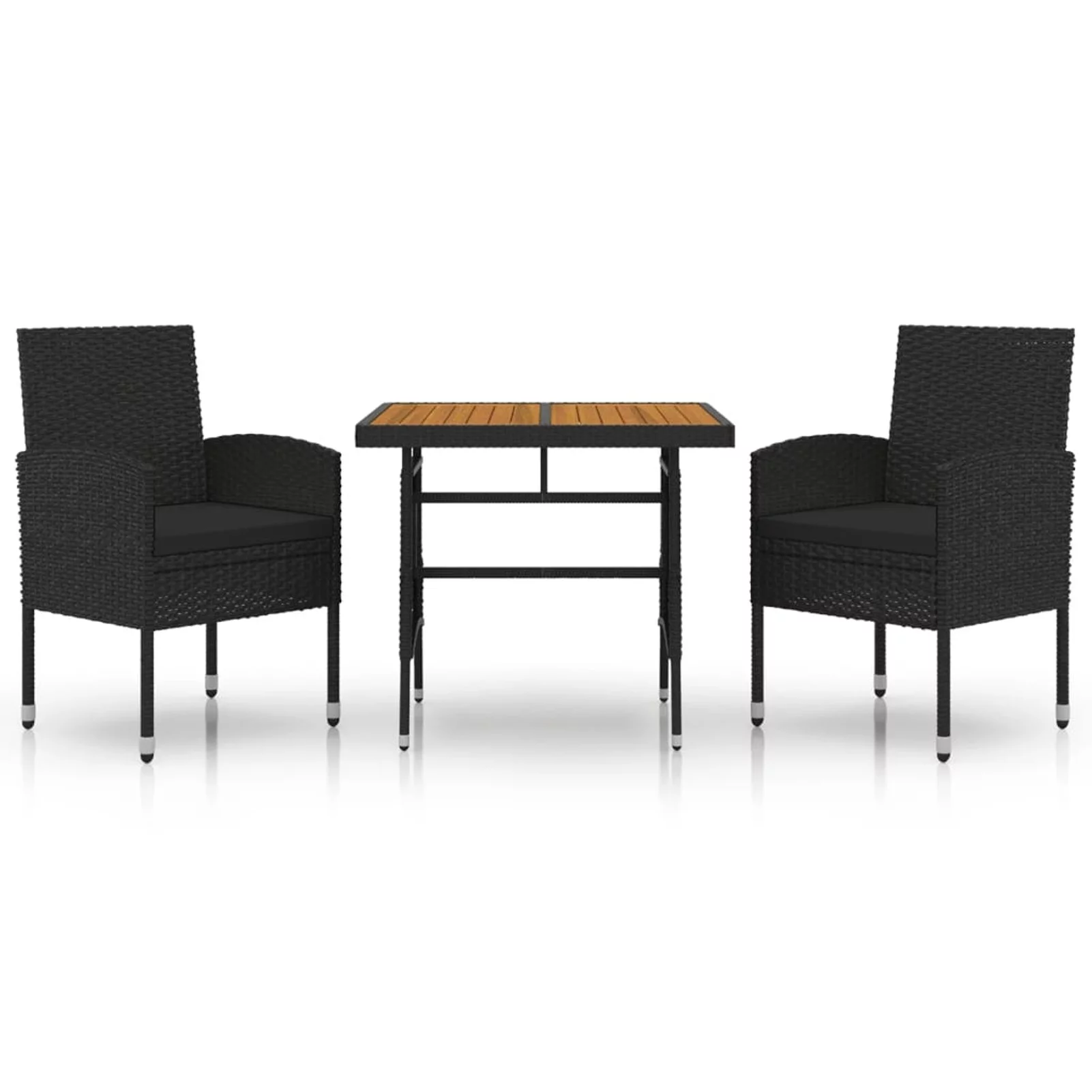 Aibecy 3 Piece Patio Dining Set Poly Rattan Black