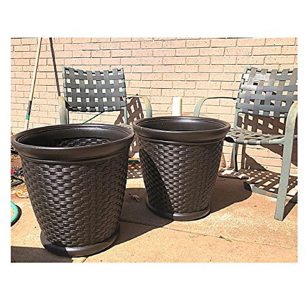 Large Planter 19 inch Pack of 2 Veggie Garden Herb Basket Tall Decorative Heavy-Duty Modern Wicker Resin & eBook