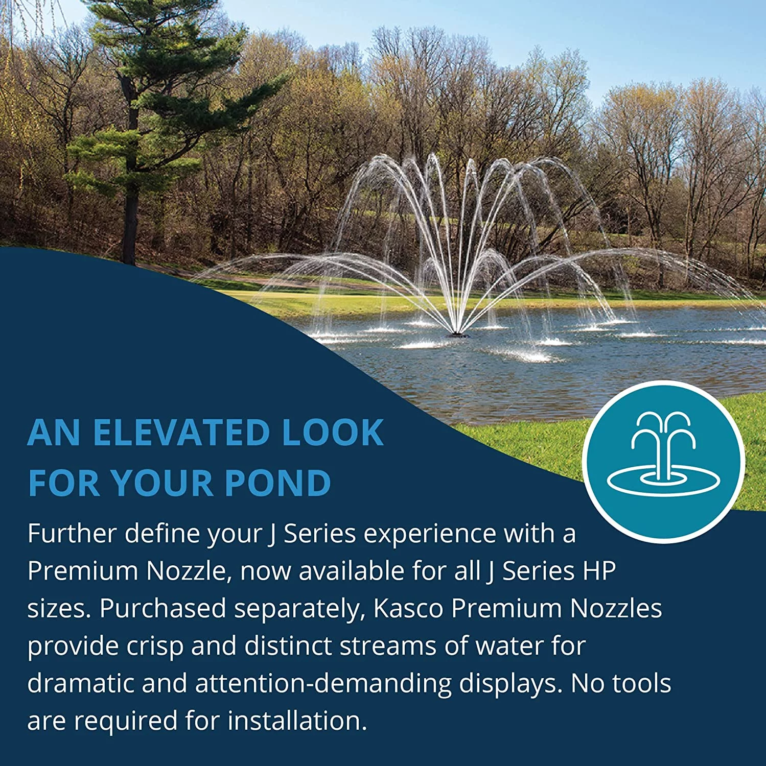 Kasco J Series 3/4 HP and 1 HP Madrone Premium Fountain Nozzles Only (Fountain not Included)