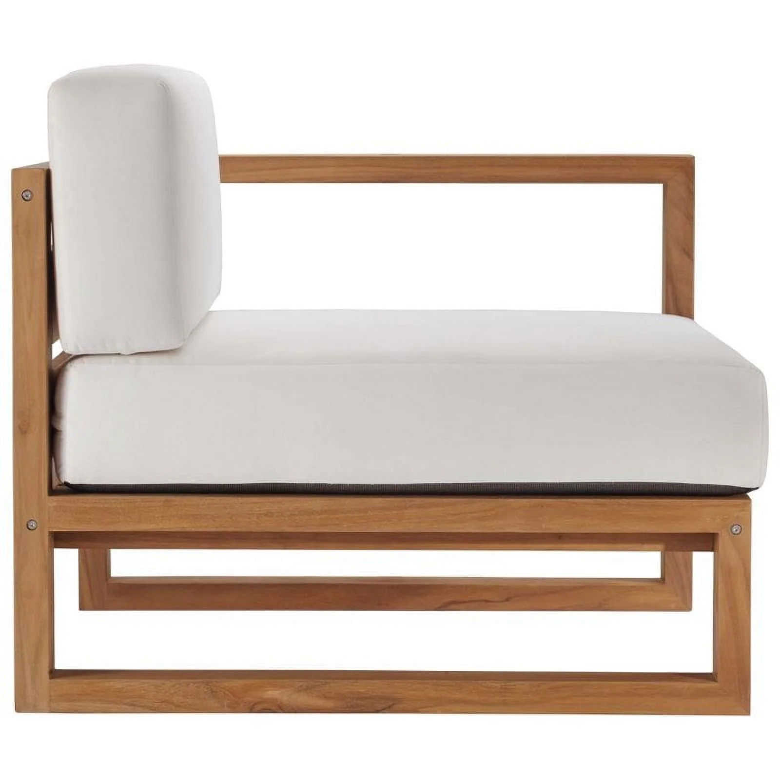 Afuera Living 3 Piece Solid Teak Wood Patio Sofa in Natural and White