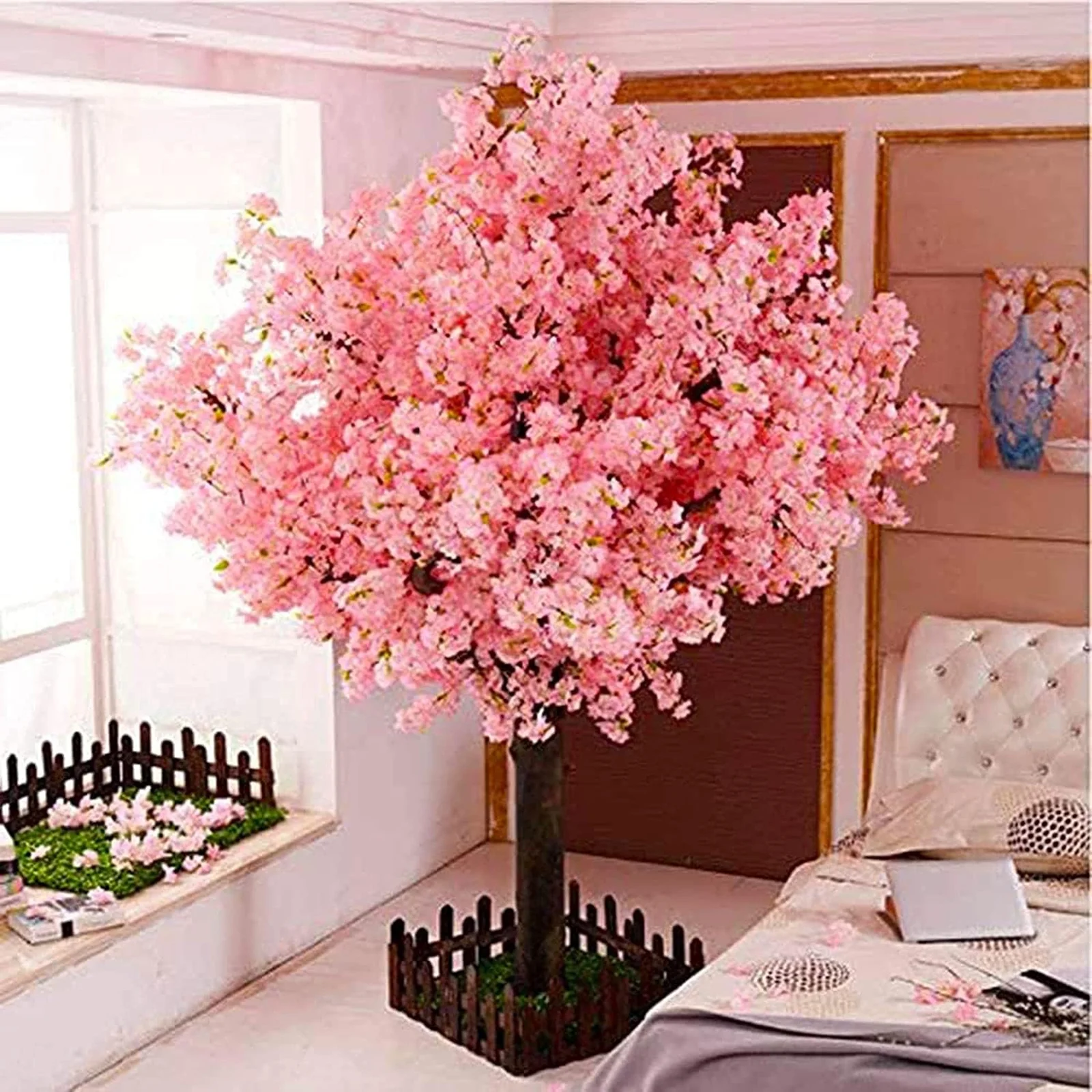Artificial Cherry BlossomTrees Handmade Light Pink Tree Outdoor Home Office Party Wedding 5FT
