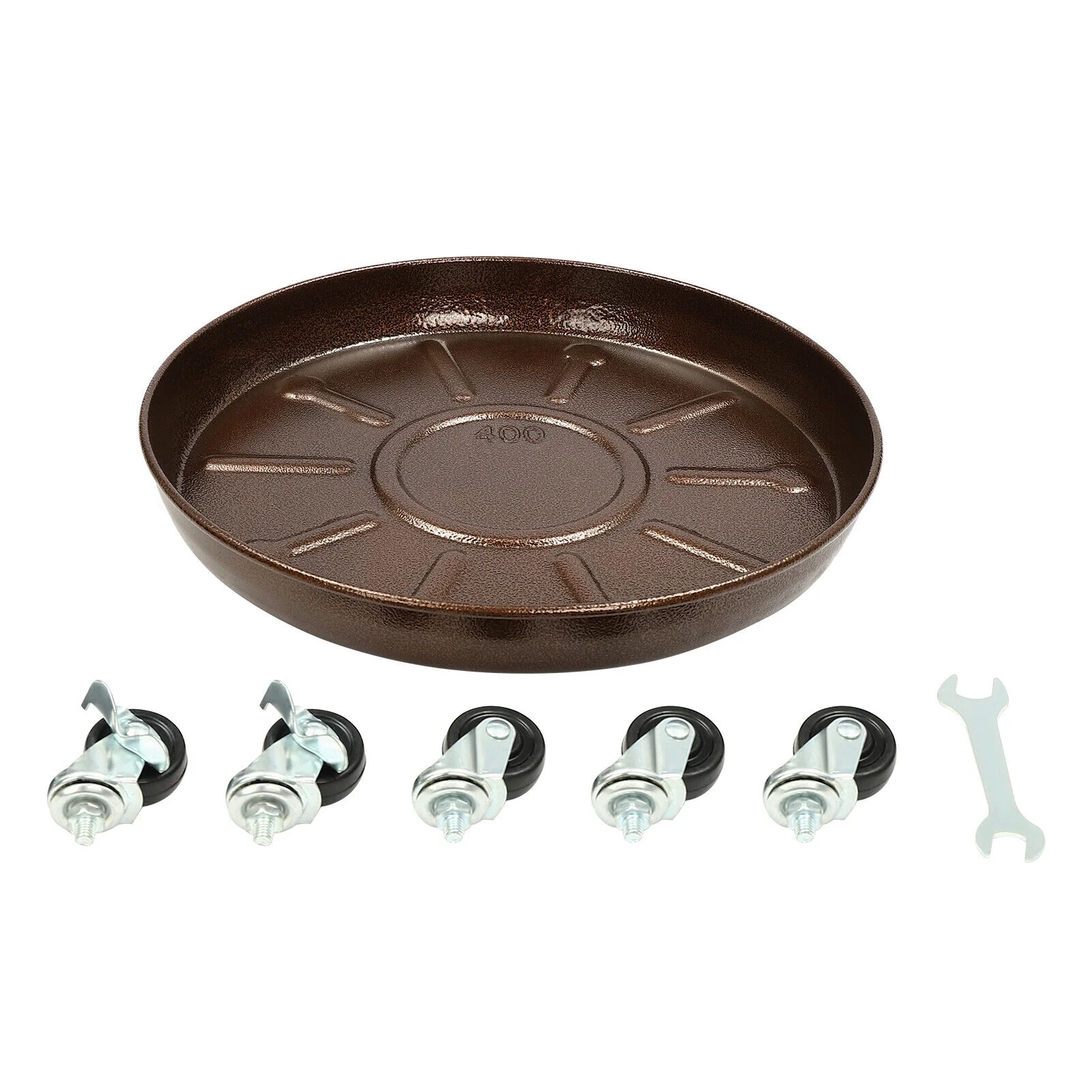 16*4.72in 3Pcs Flowerpot Trays W/ Universal Wheels 16IN Thickened Plant Pot Tray Rack 200-250kg/441-551lbs