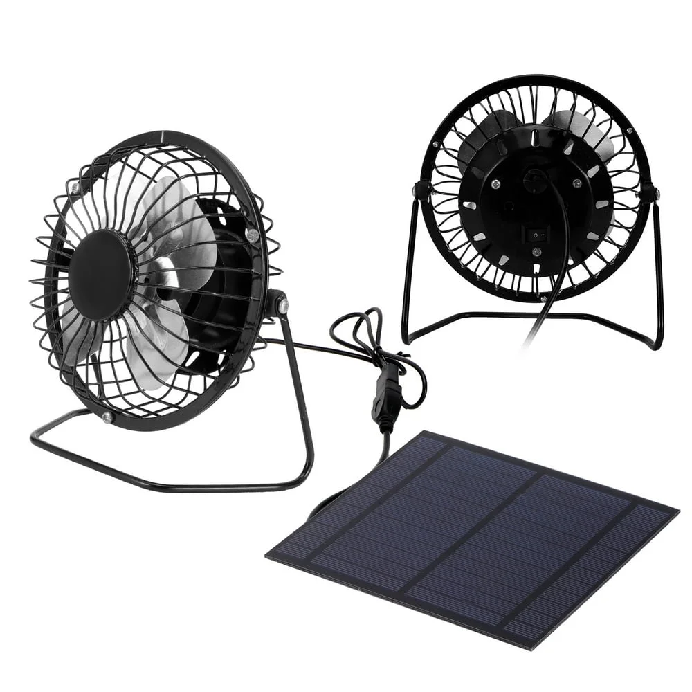 Dioche Portable Fan Solar Panel Powered Fan 5W Mini Solar Panel with Portable Cooling Fan Photovoltaic Solar Panel Set for Greenhouse