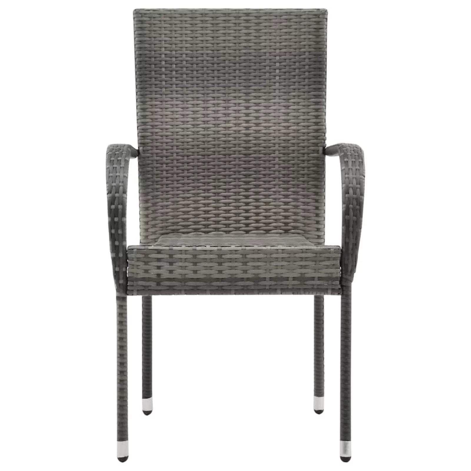 Carevas Stackable Patio Chairs 2 pcs Gray Poly Rattan