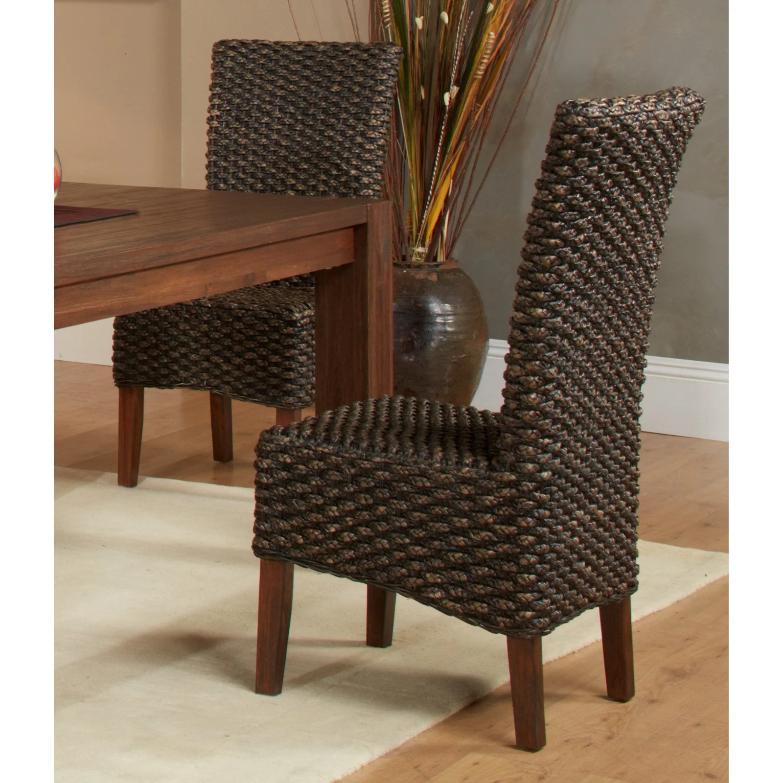 Modus Furniture Meadow WickerParson Dining Chair in Brick Brown (Set of 2)