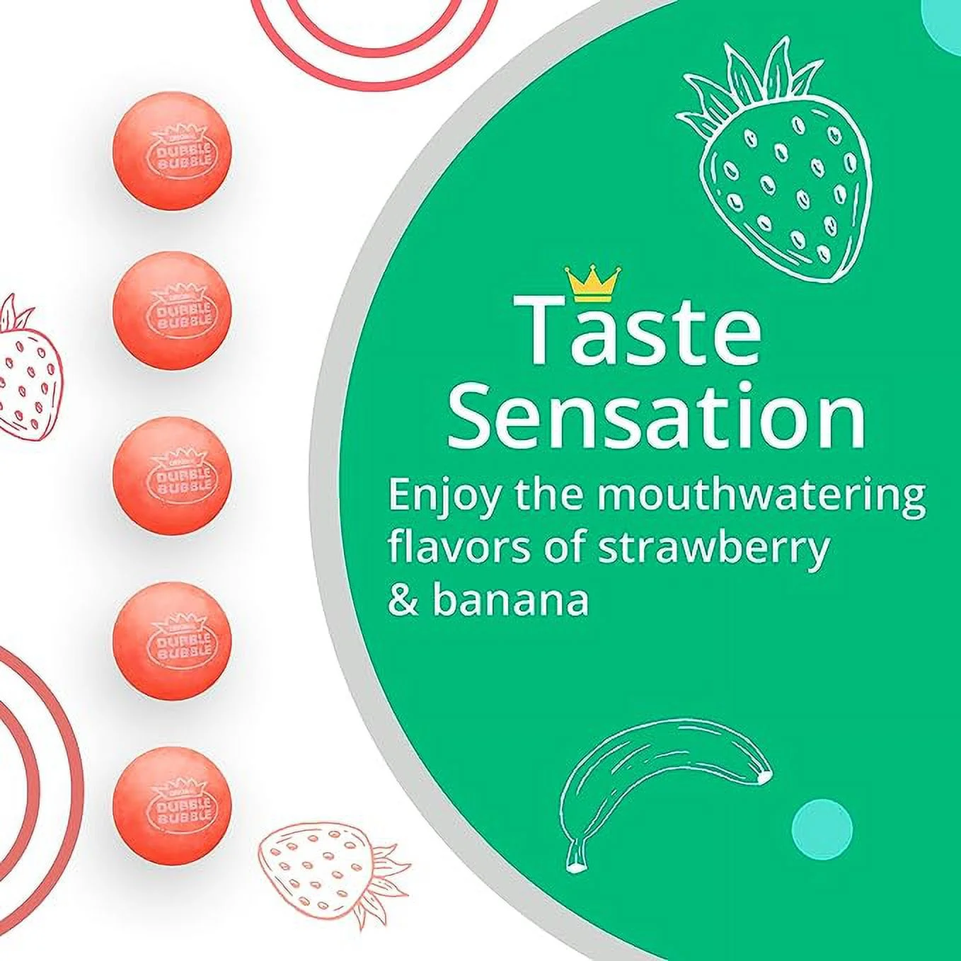 Gumballs for Gumball Machine - 1 Inch Large Gumballs - Strawberry Banana Flavored Bubble Gum Gumballs - Kids Gum - Bulk Gum Balls -1.7LB