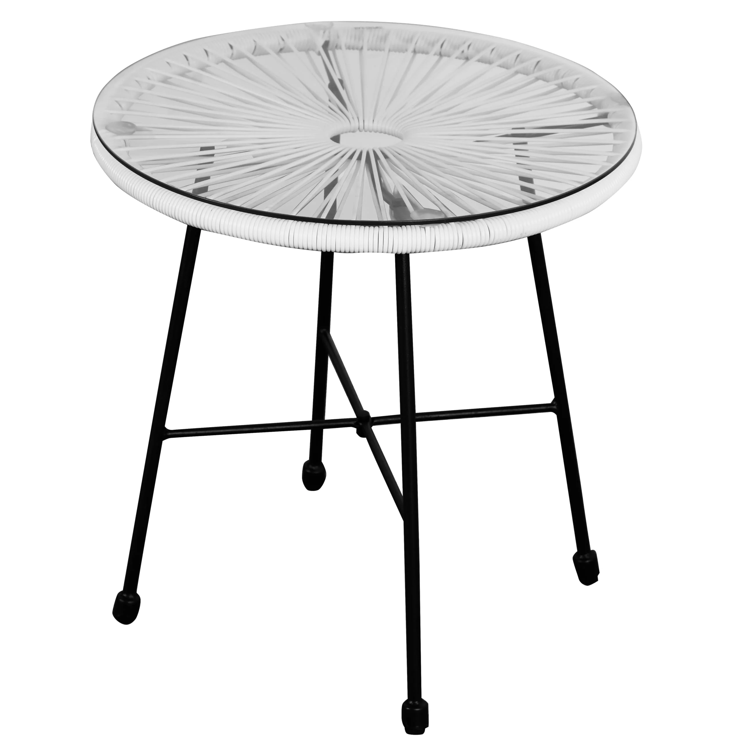 Sassio 3 Piece Hand-Woven Conversation Patio Set, White