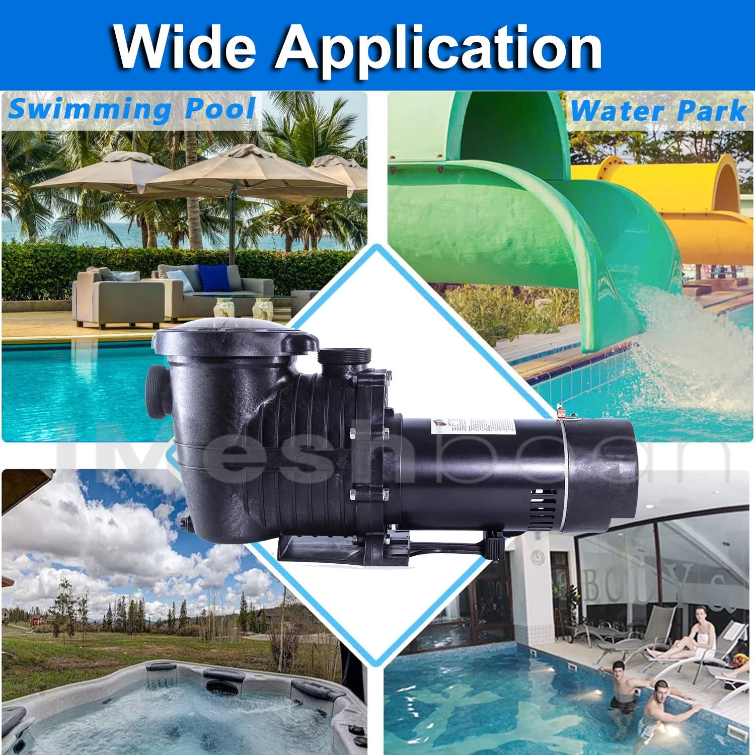 iMeshbean Swimming Pool Pump, 1HP 110V Head Max 59FT, Double Speed Pump Above Ground Pool Pump In-ground Pool Pump, 5160GPH/2280GPH Flow Rate, w/ Strainer Basket