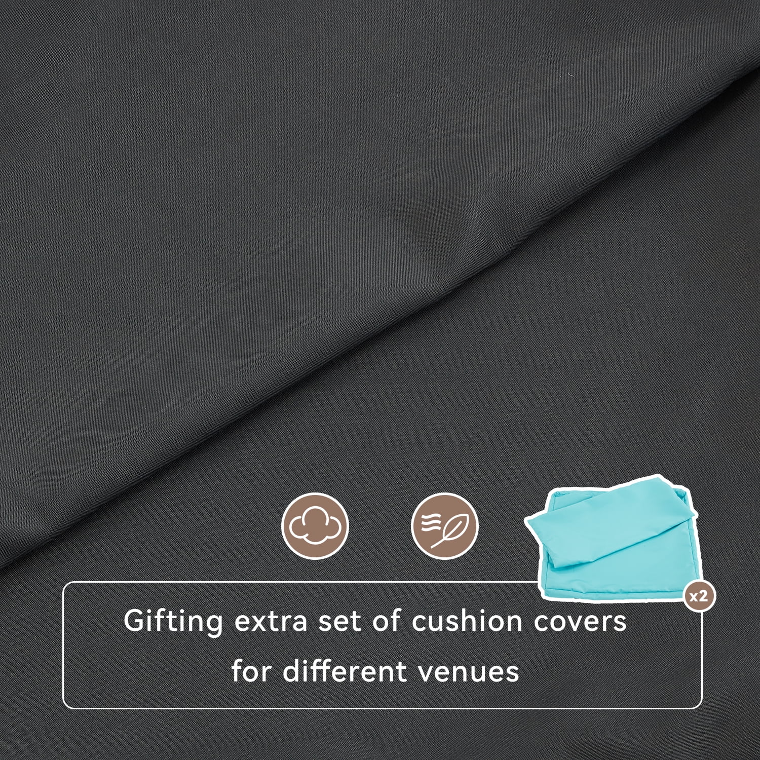 AVAWING 3PCS Patio Wicker Bistro Bar Set w/ Extra Cushion Covers, 2 People, Dark Gray/Turquoise