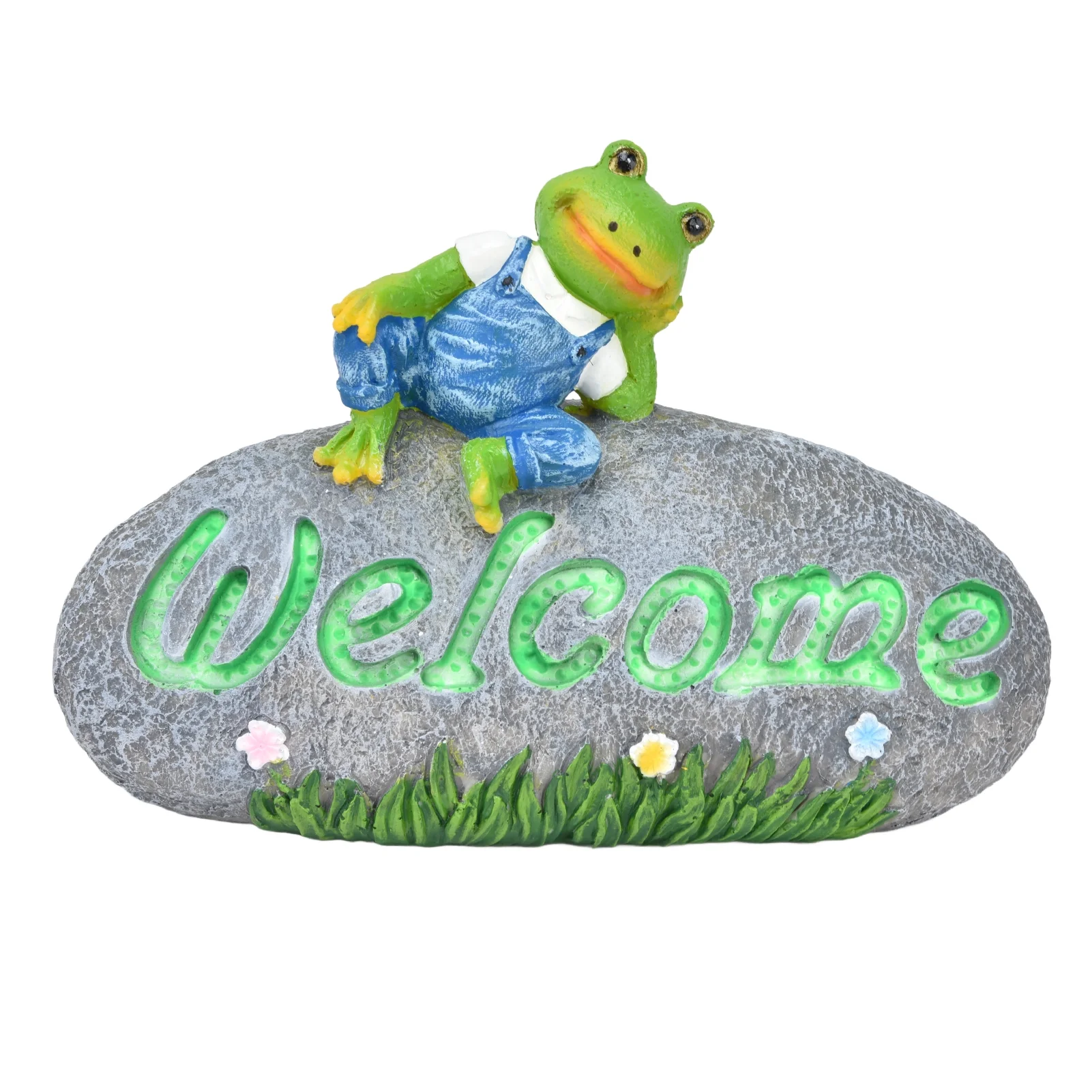 Verdant Touch Welcome Frog Statue Welcome Frog Statue Luminous Garden Decor Resin Craftwork Patio Yard Lawn Animal Ornament for Indoor Outdoor