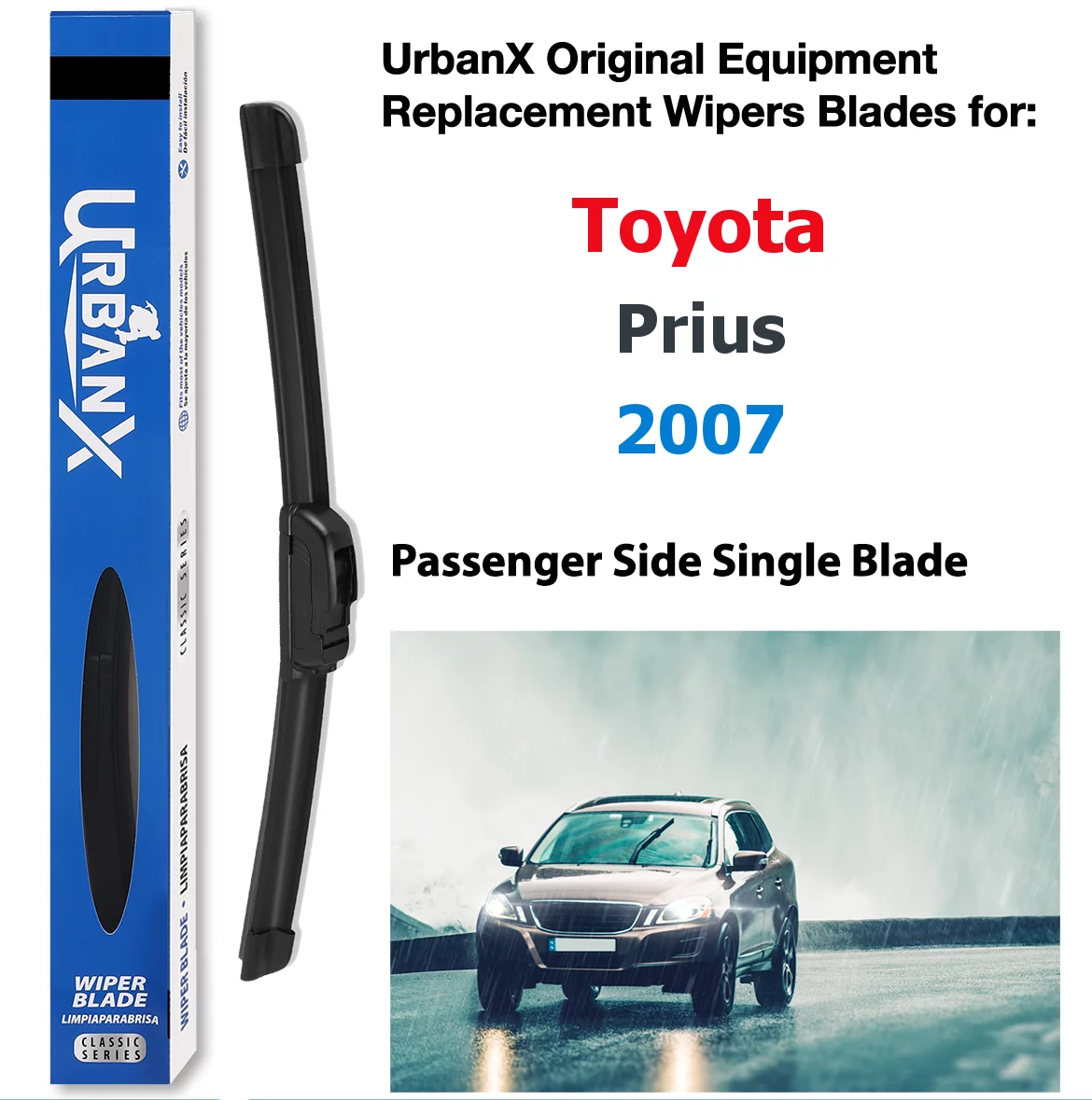 Urbanx 2-In-1 All Seasons Water Repellency Original Equipment Replacement Wiper Blades For 2007 Toyota Prius 20