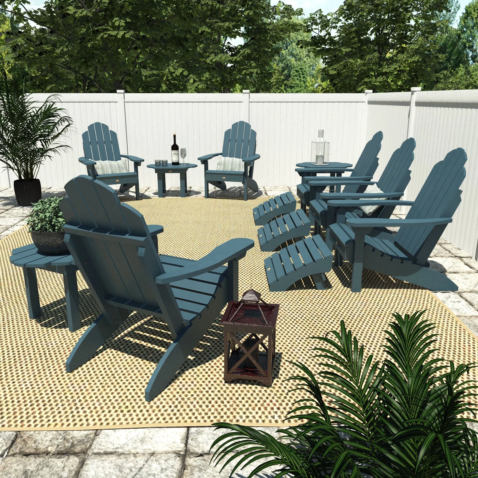 highwood 12-piece Adirondack Patio Conversation Set Nantucket Blue