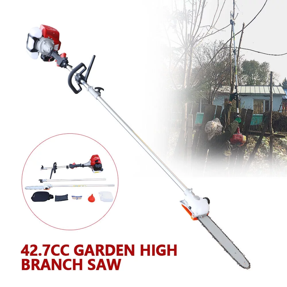 Miumaeov 42.7CC 2Stroke Pole Saw Pruner Pruning Saw Gas Powered Tree Trimmer Chainsaw 12