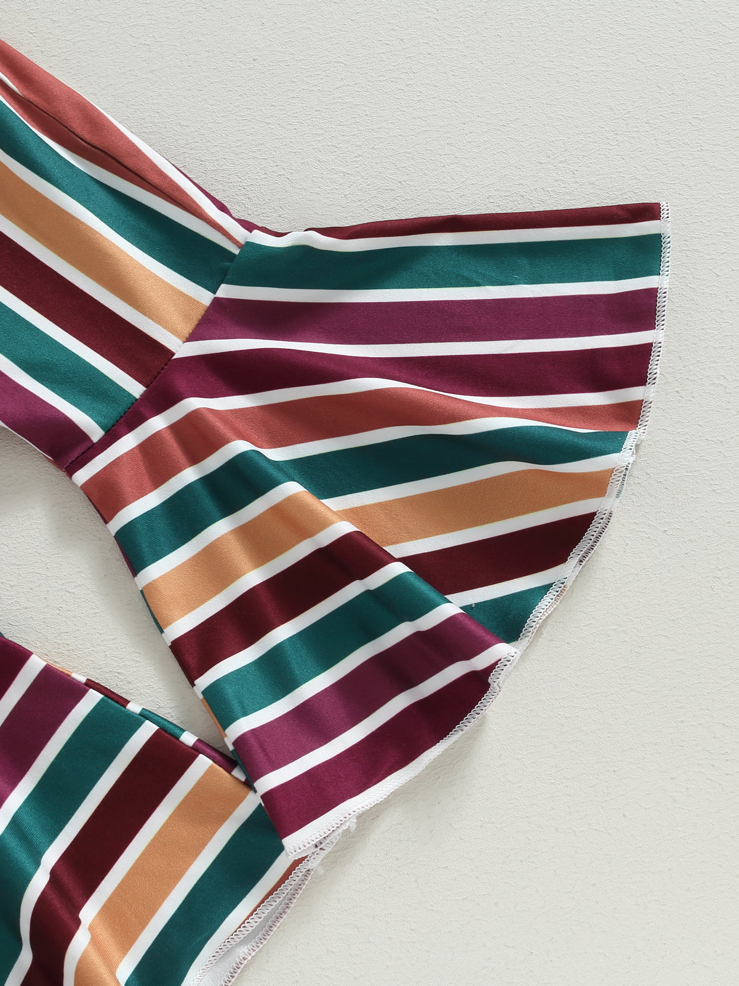 Toddler Baby Girl 2Pcs Thanksgiving Outfits Long Sleeve Rainbow Sweatshirt Pullover Flare Pants Set