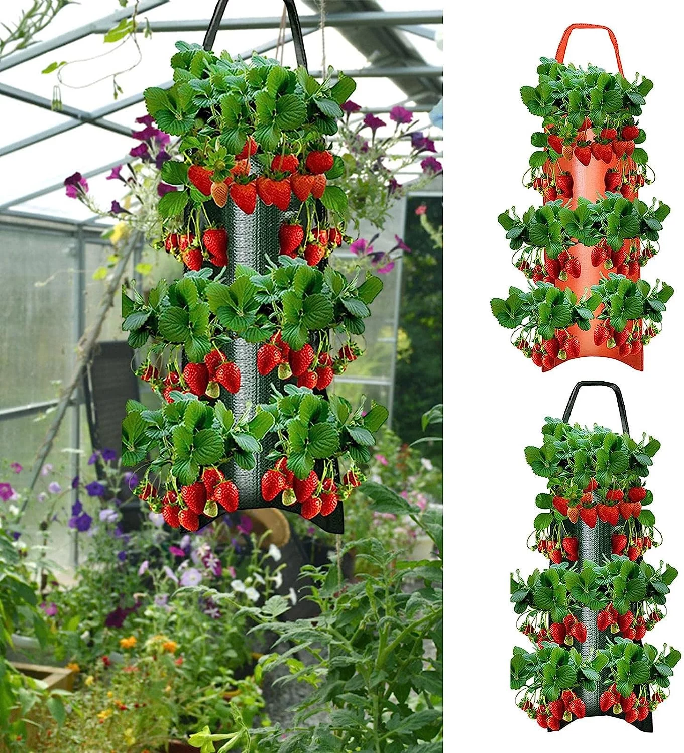 DGPERTE 1/2 Pack Upside Down Tomato Planter, Garden Hanging Tomato Strawberry Planting Grow Bag, Hanging Strawberry Planter, Grow Hanger Bag for Tomato Chili Strawberry Fruit
