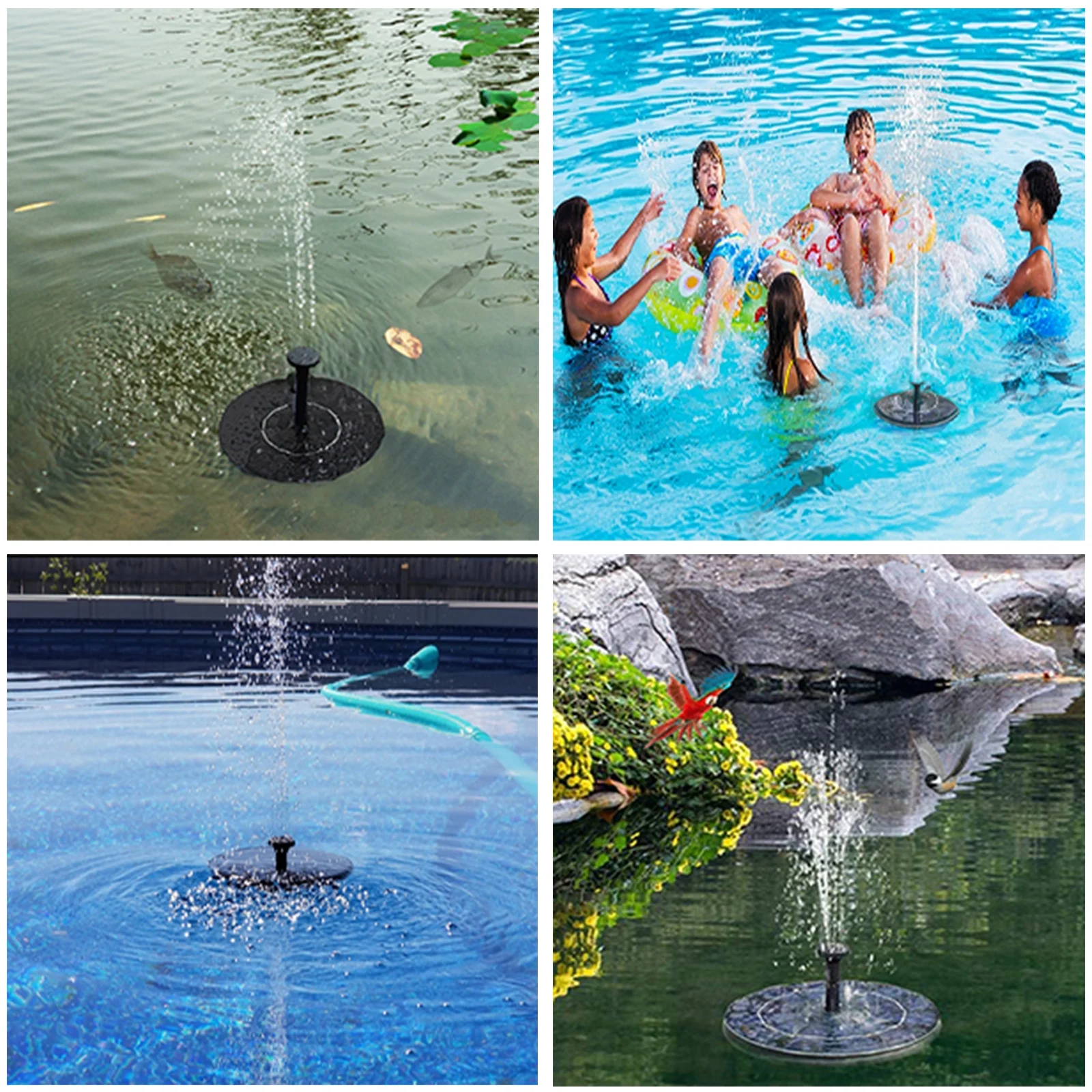 Fountain,4 Nozzles Landscape Solar Pump Pools With 4 Landscape Pond Nozzles Landscape With 4 Nozzles Pump Bath Powered Water Pools Bath Solar Powered Huiop Solar Powered Water