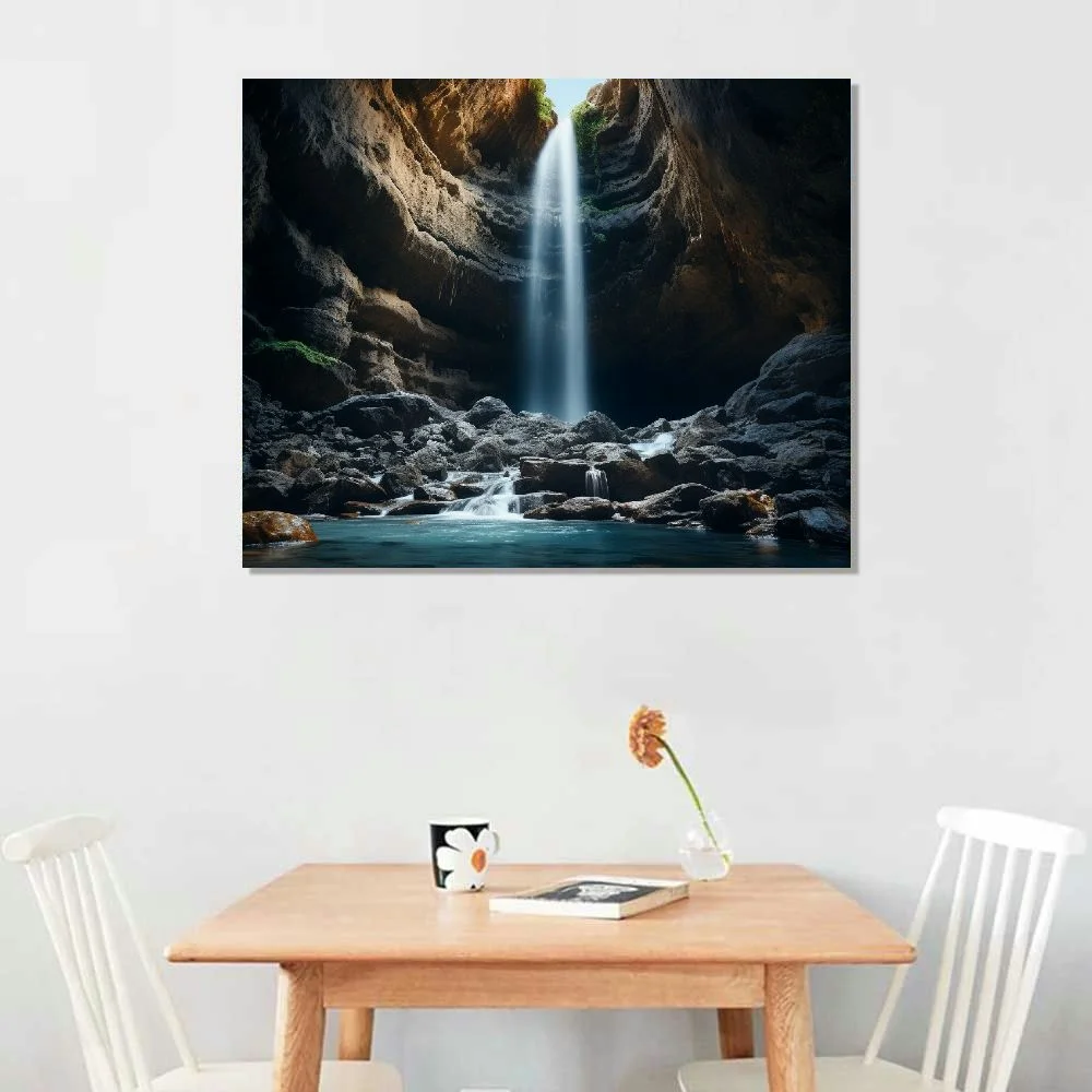 Nawypu Waterfall in Iceland Canvas Poster Wall Art Decor Print Picture Paintings for Living Room Bedroom Decoration Frame