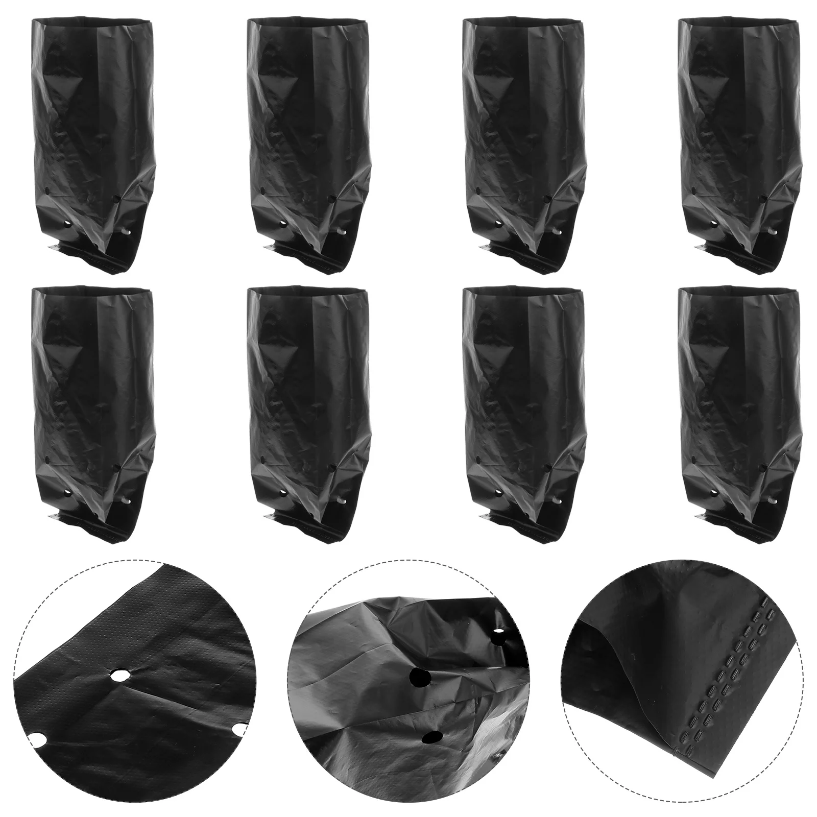 100 Pcs Thin PE Plastic Nursery Bags Plant Grow Bags Fabric Pots with Breathable Holes for Home Farming Gardening Supplies Black