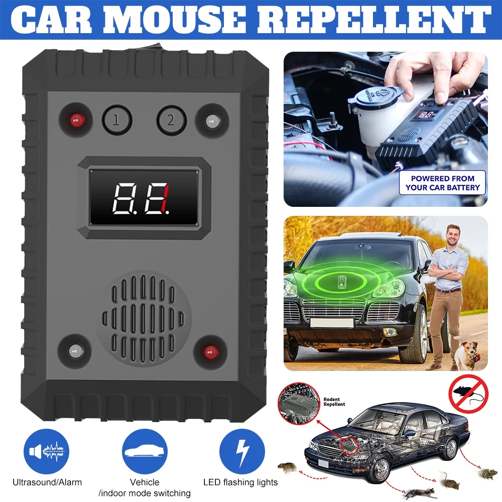 DFITO Car Vehicle Ultrasonic Mouse Repeller, Under Hood Animal Repeller, Mice Repellent(Batteries not included)