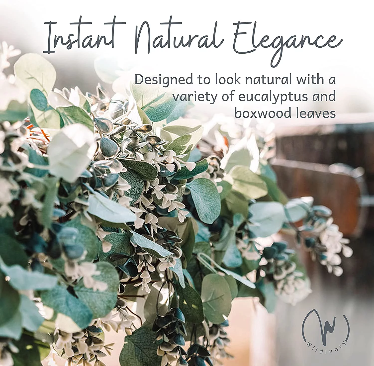 WildIvory Eucalyptus Garland - Lush, Natural Looking Artificial Faux Greenery Garland Vine for Wedding Decor, Table Runner, Mantle. Abundant Textured Boxwood, Silver Dollar Eucalyptus Leaves