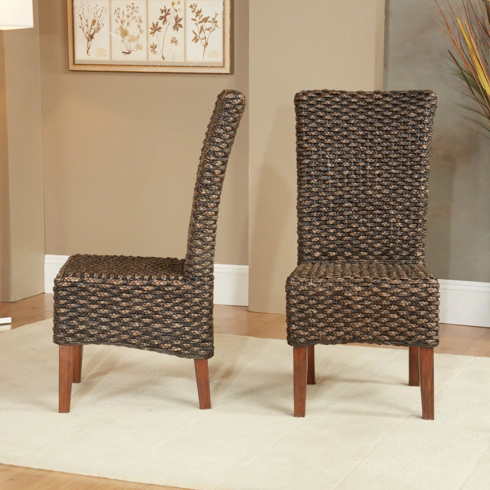 Modus Furniture Meadow WickerParson Dining Chair in Brick Brown (Set of 2)