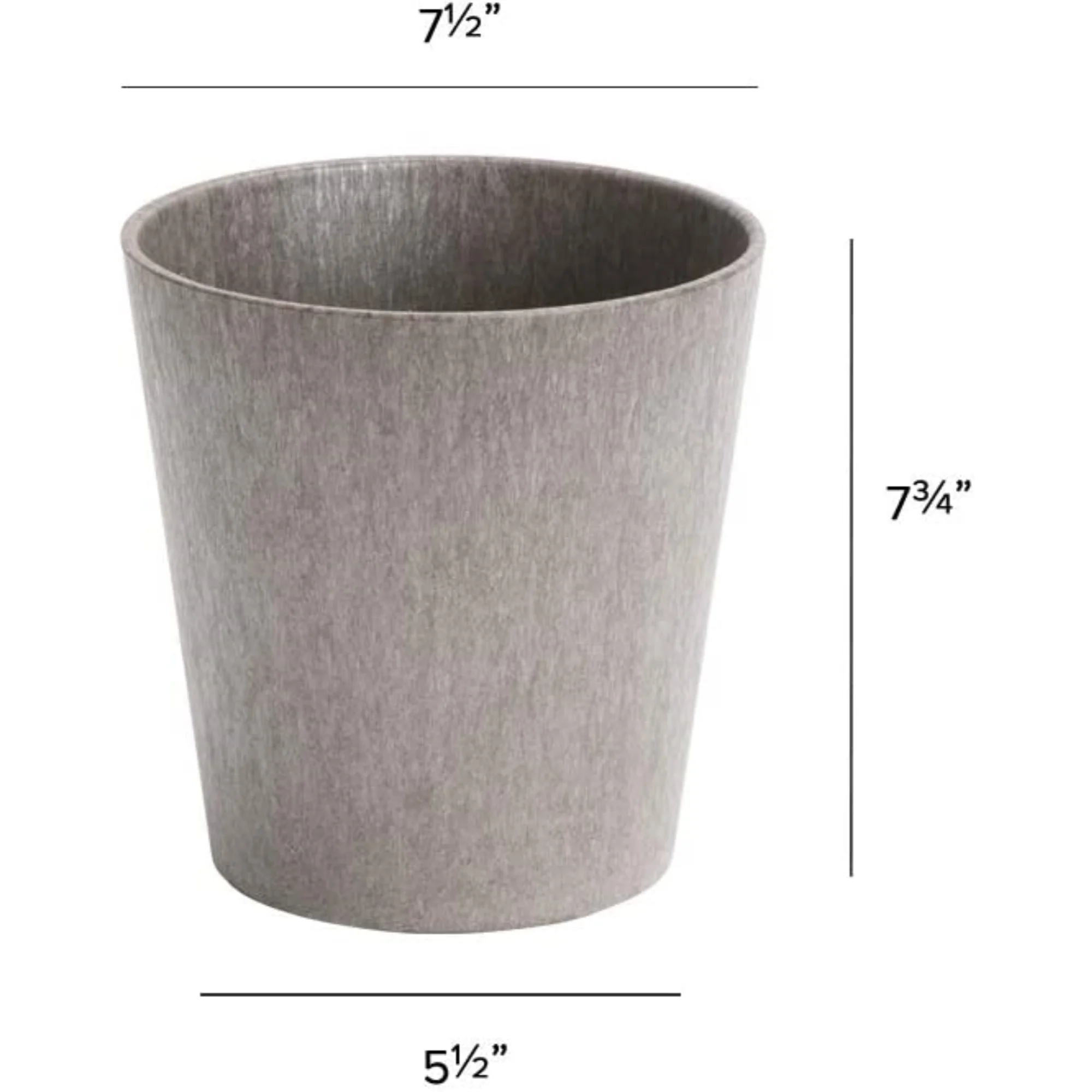 Novelty Metallic Cache Plastic Flower Pot Round Planter, Pewter, 7.5