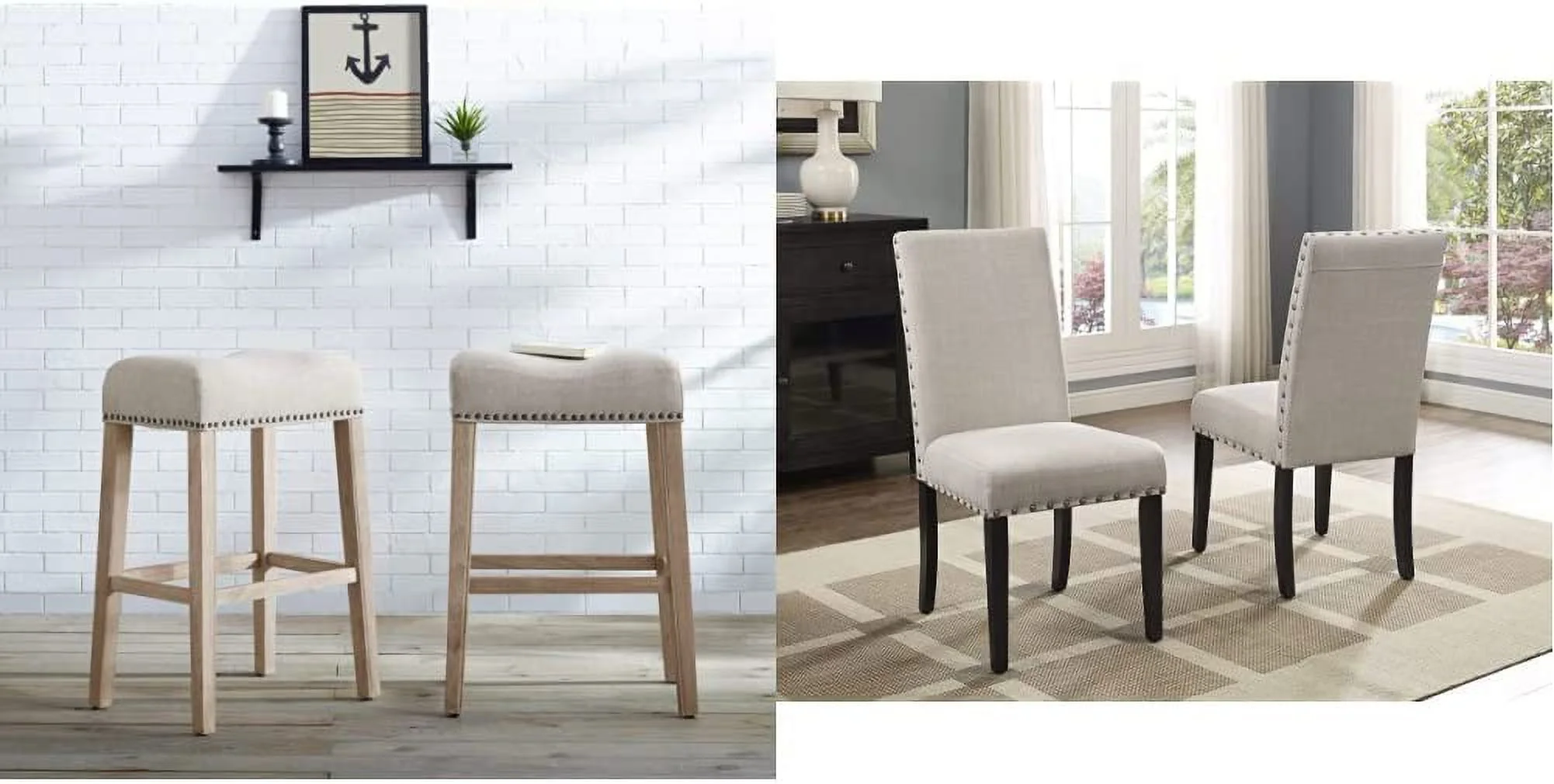 Roundhill  Coco Upholstered Backless Saddle Seat  Stools 29" Height   Gray