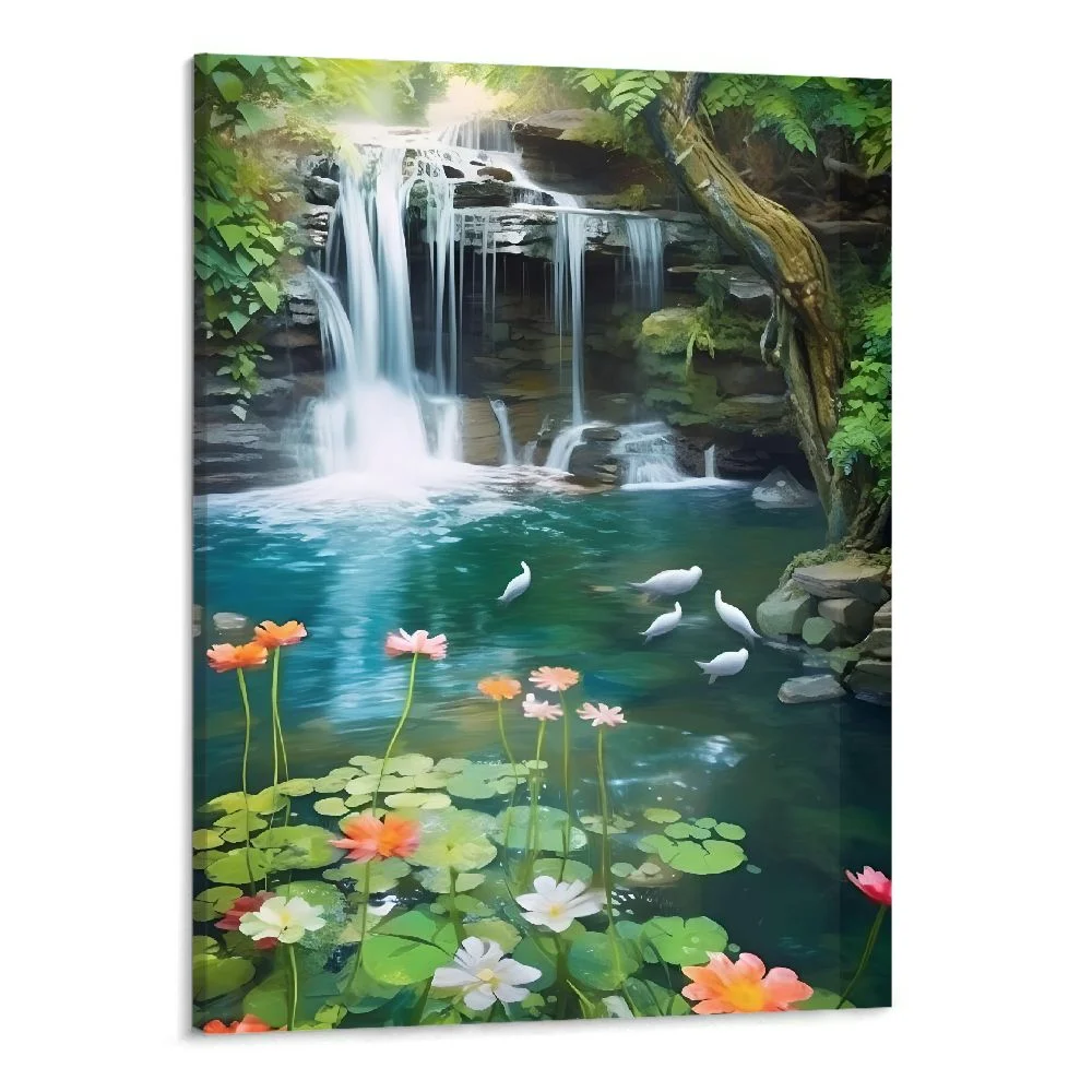 PRATYUS Art Modern Canvas Wall Art Picture 16x20in for Living Room Bedroom Fall Decor Waterfall Scenery 16x20in