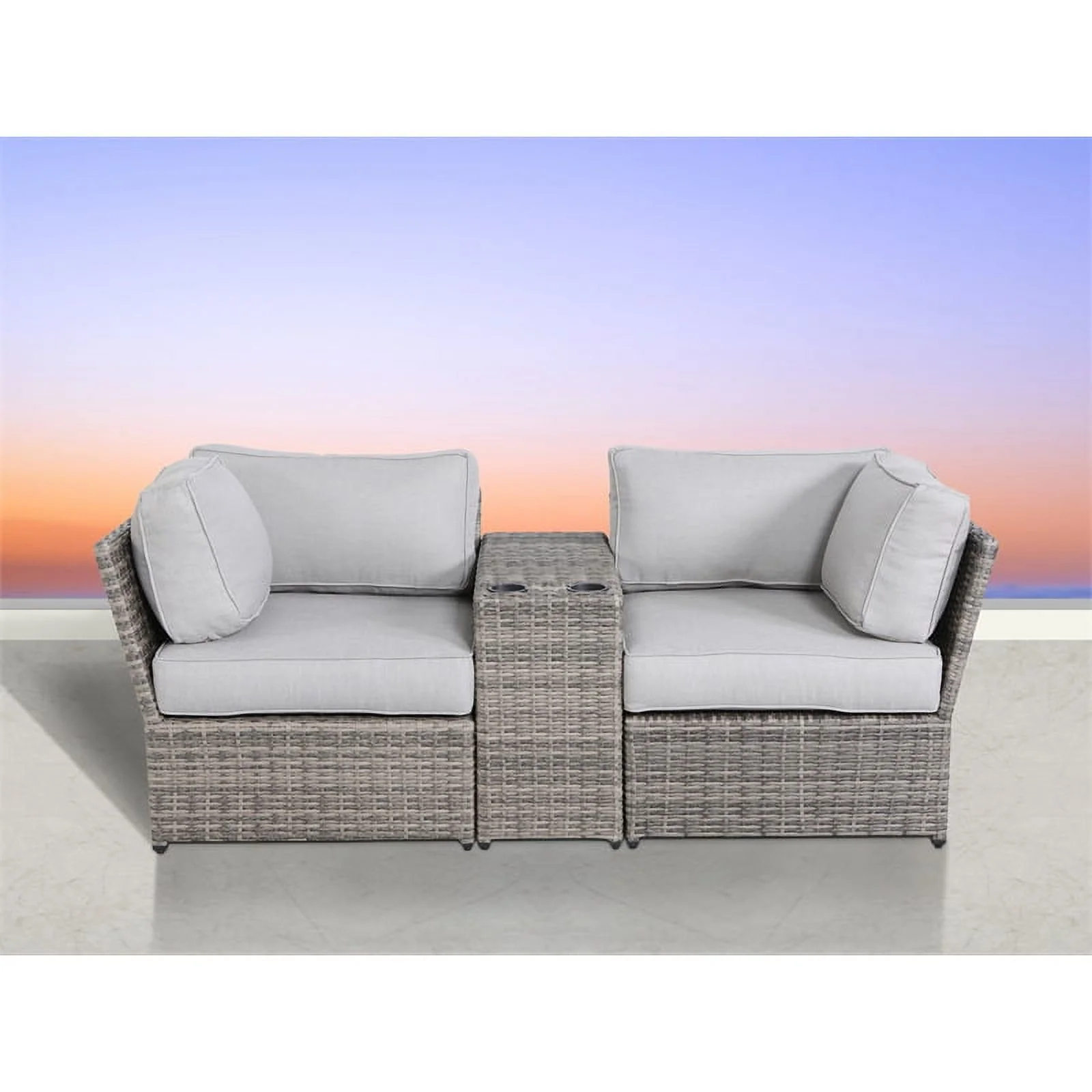 Living Source International  Wicker / Rattan 2-Person Seating Group in Gray