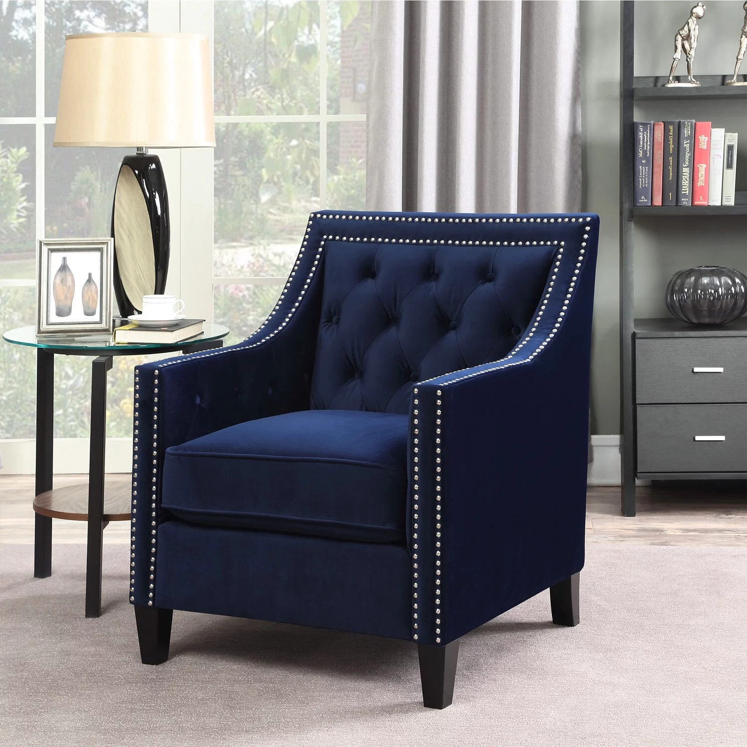 Hanover Willa Wingback Chair, Navy Blue