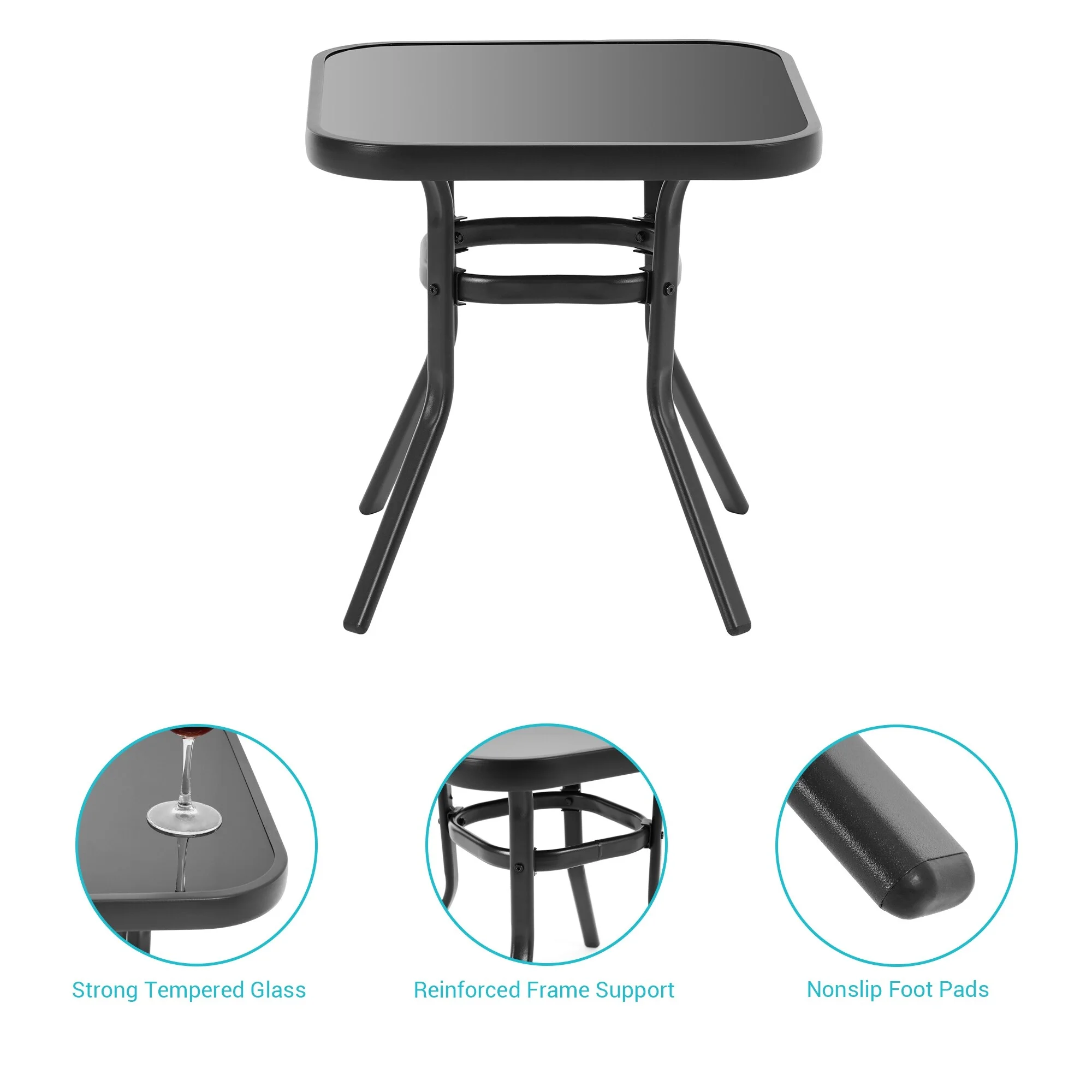 LIVOOSUN 3 Pcs Rocking Chairs,Patio Bistro Furniture Set w/Frame Table White