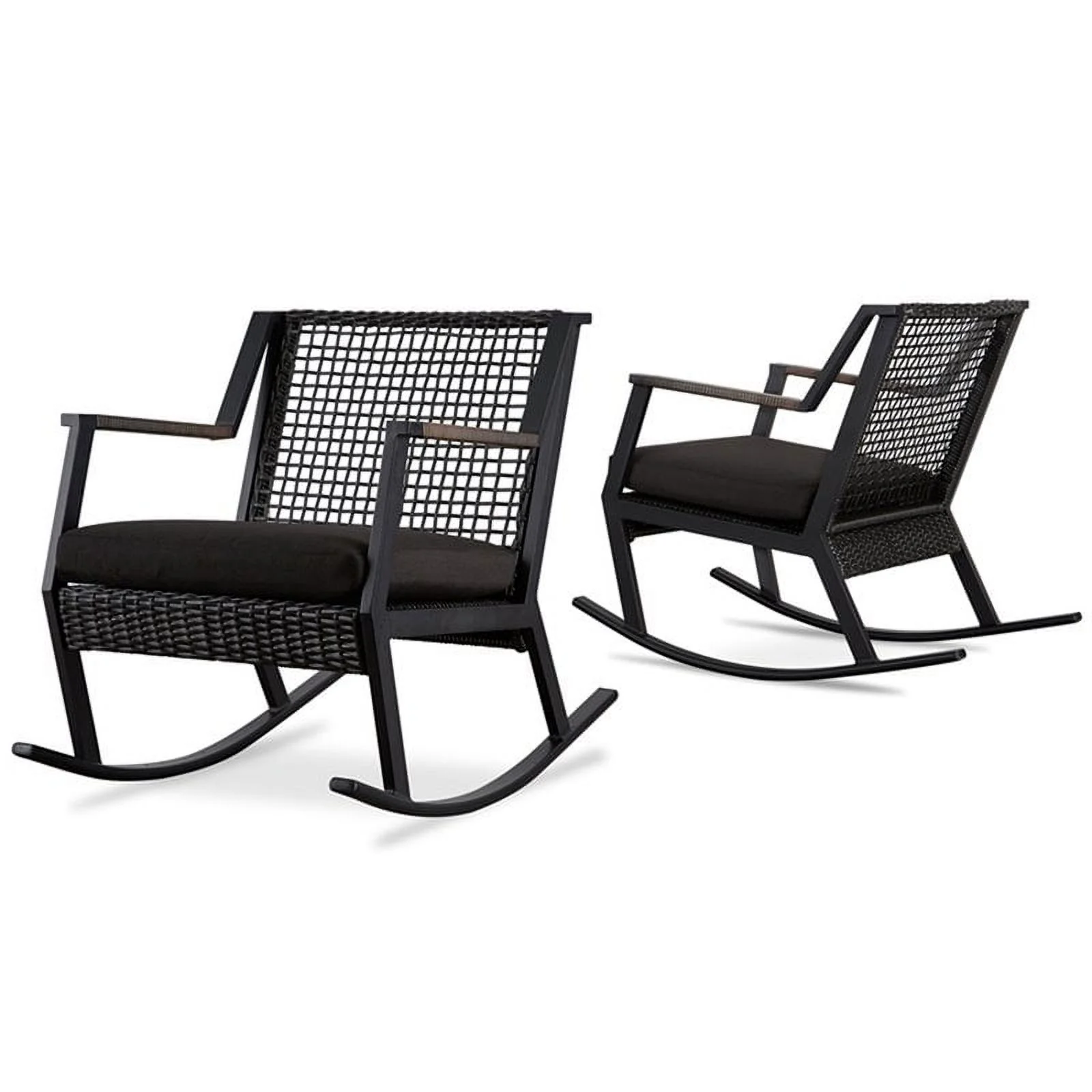 Home Square Aluminum Frame Patio Rocker Chair in Black Finish - Set of 4