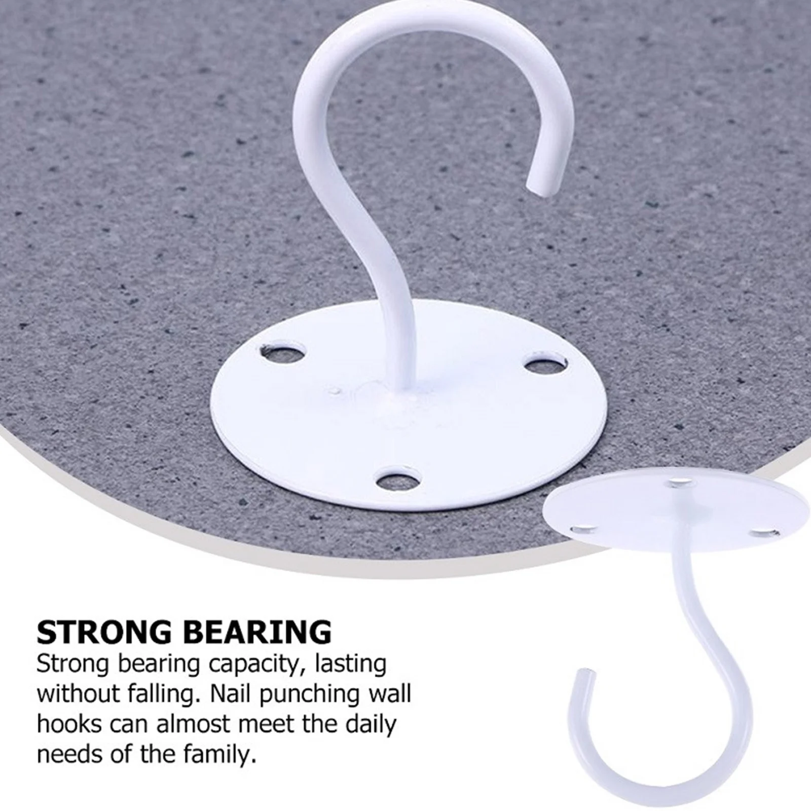 Ceiling Hook Metal Plant Bracket Hooks Heavy Duty Wall Hanger Iron Light 3 Pcs White