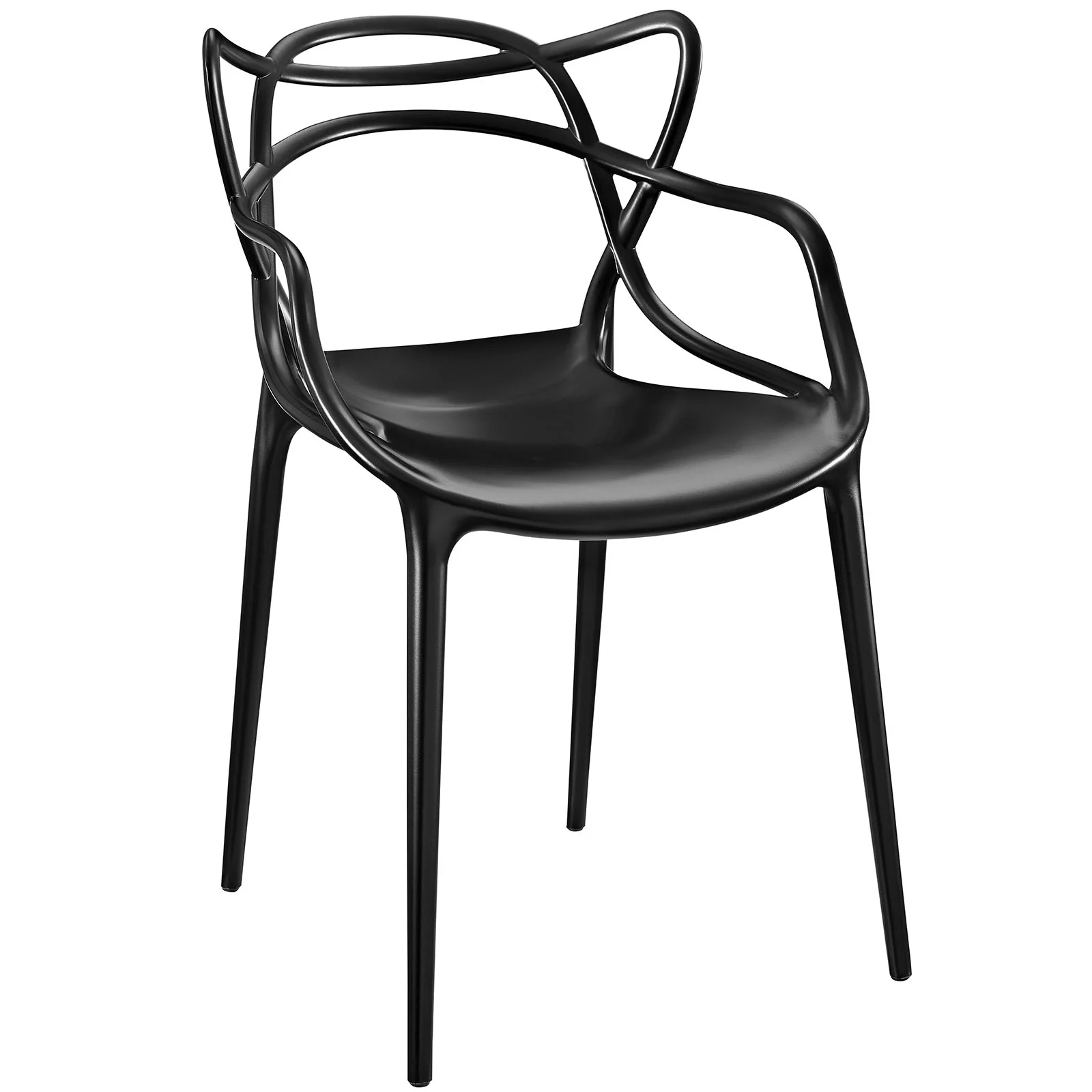 Modern Contemporary Dining Armchair (Indoor and Outdoor), Black, Plastic
