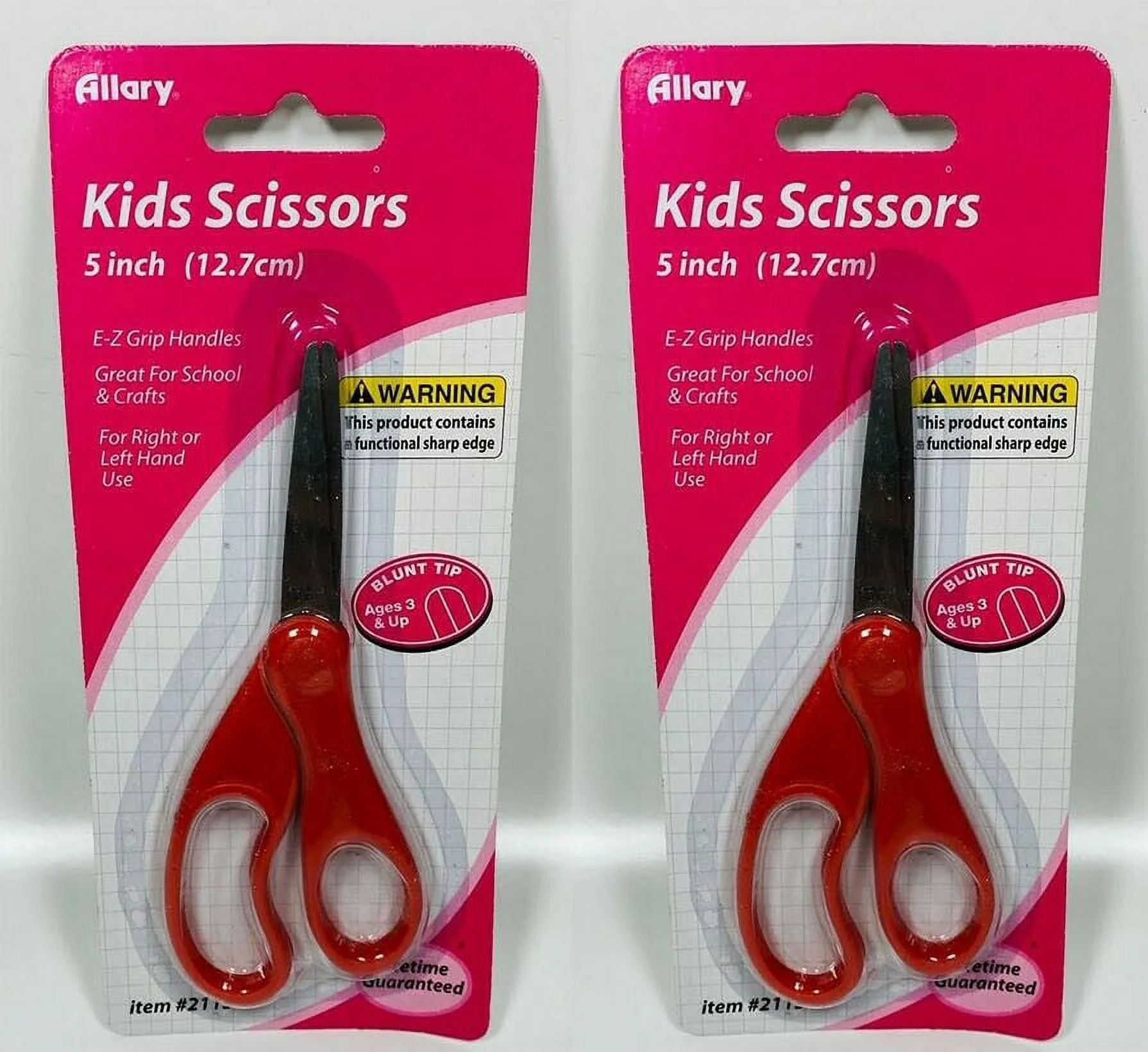 LOT OF 2 Allary Blunt Tip Kids Scissors, 5 Inch, Red