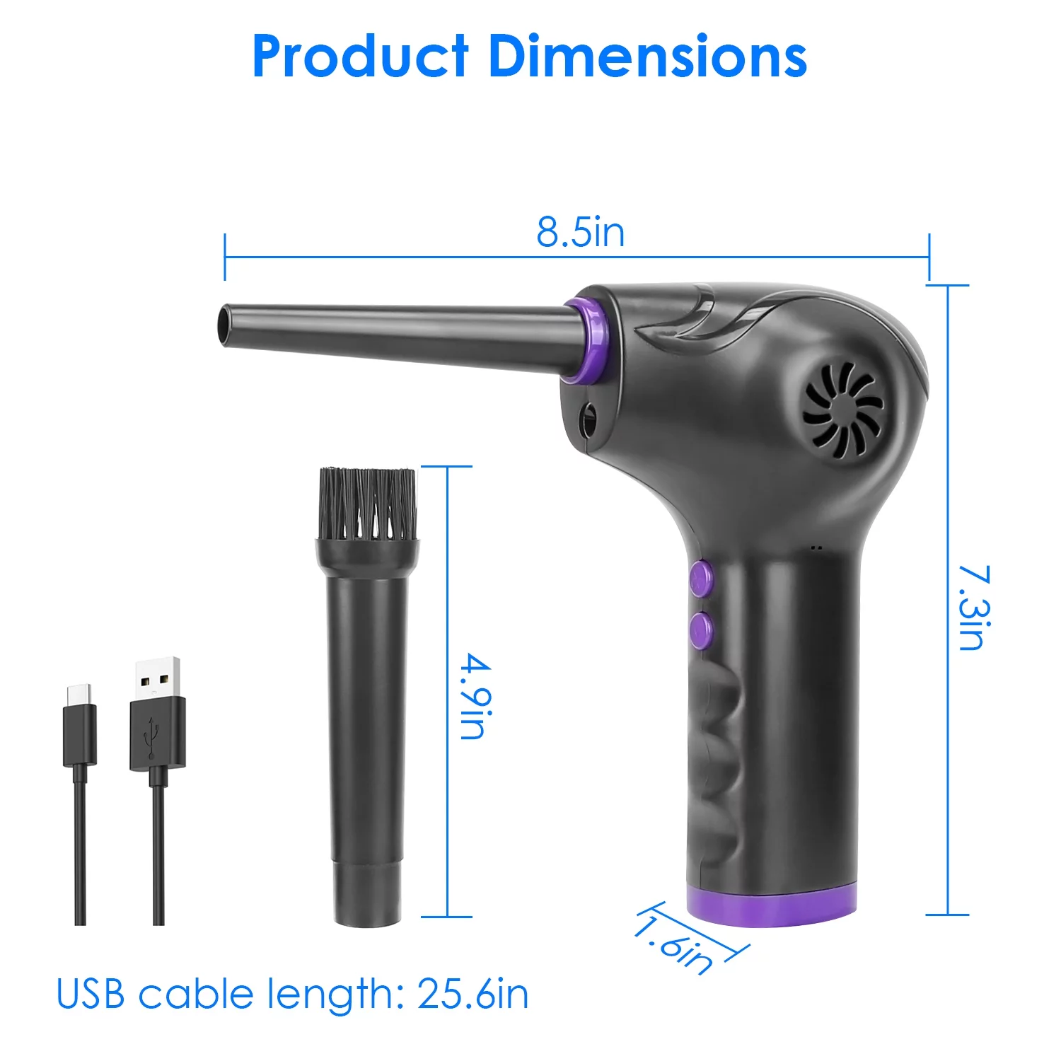 iMounTEK Electric Cordless Air Duster Blower Compressed Air Duster for Computer Keyboard PC Portable Rechargeable Air Blower with Built-in LED Light