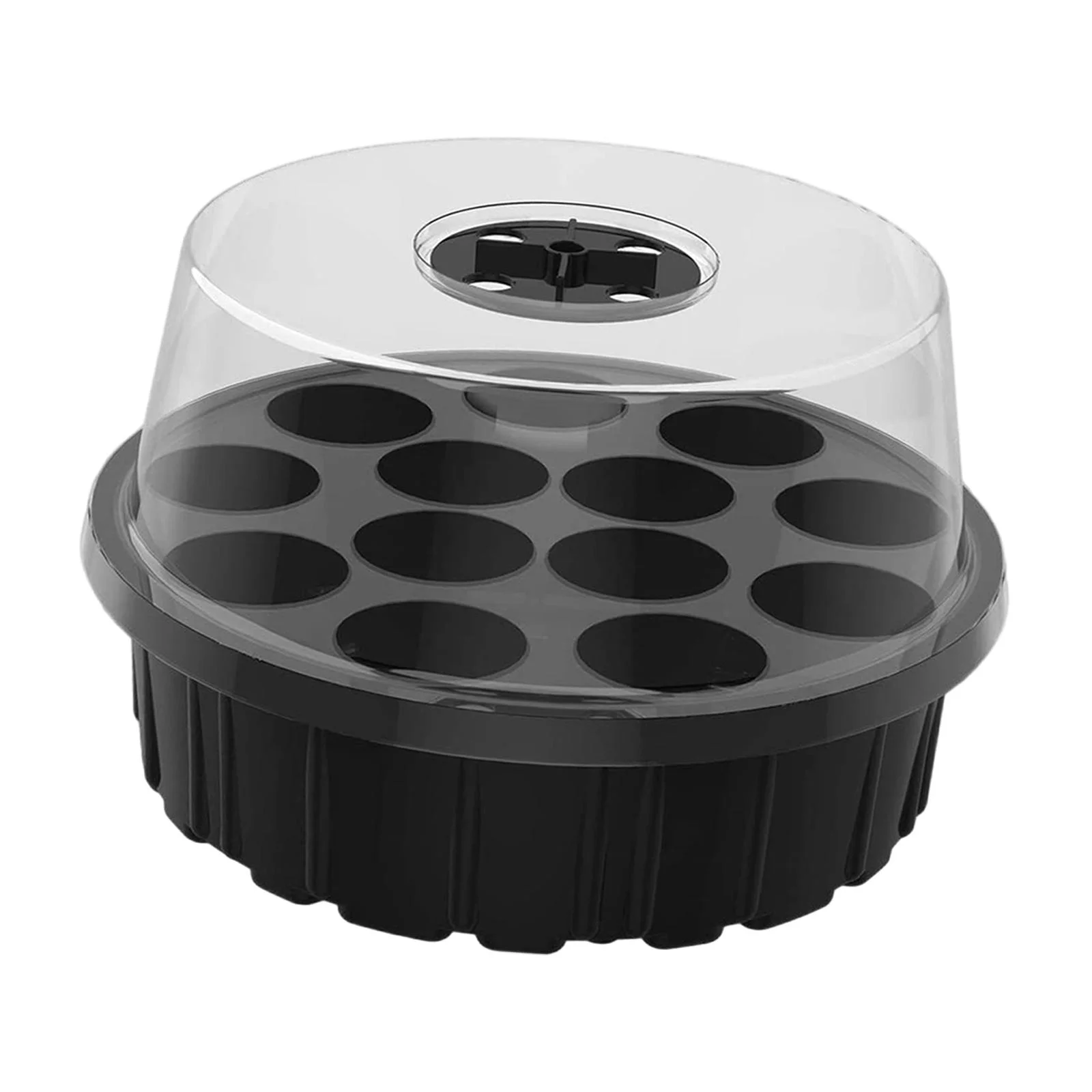 Miulika 13 Cells Seedling Starting Tray Germination Tray with Vents 8x5inch Mini Greenhouse Starter Tray for Fruits, Tomatoes Black