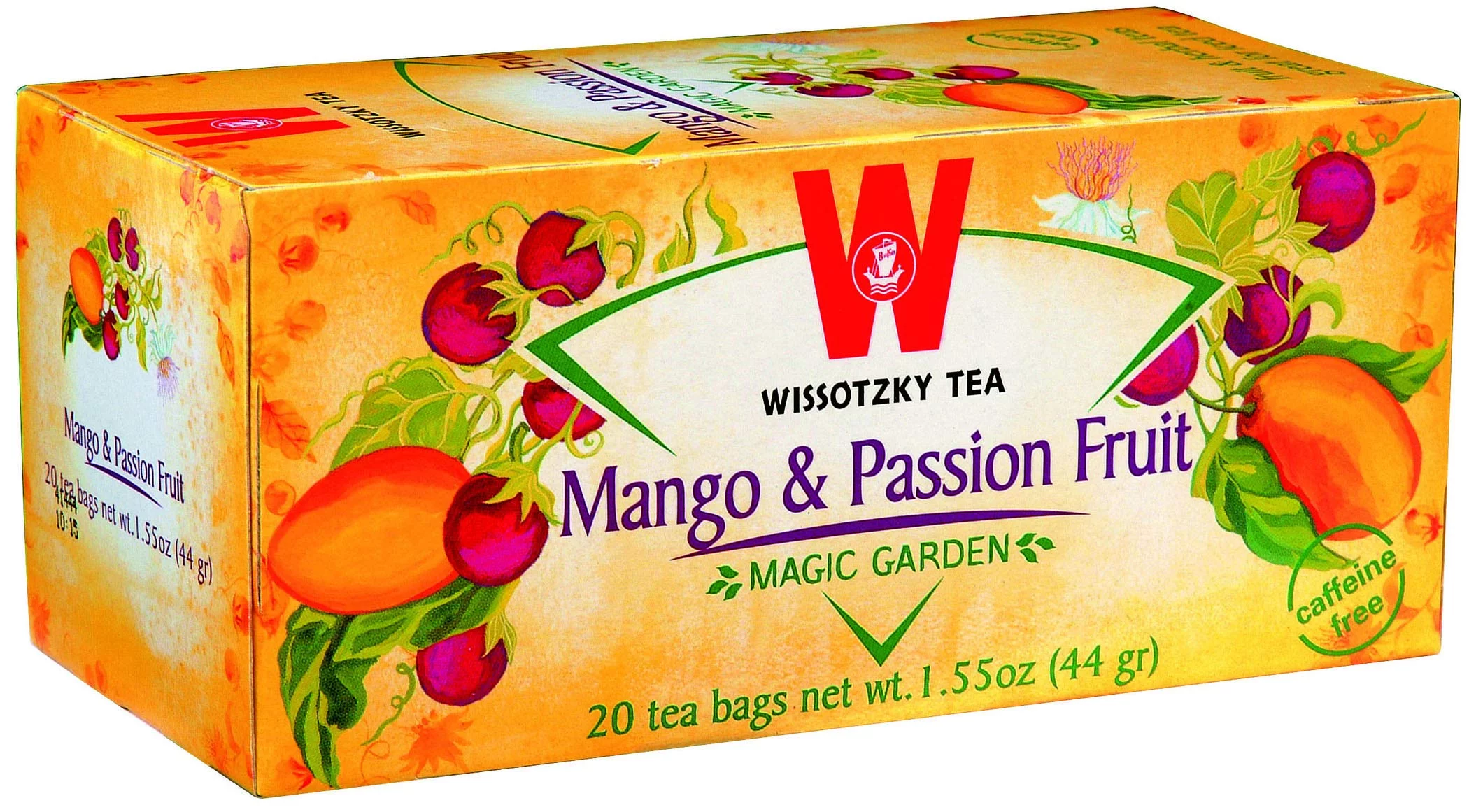 Wissotzky Mango & Passion Fruit Tea (20 Tea Bags) Caffine Free, Made With Premium Fruit & Herbal Tea Leaves
