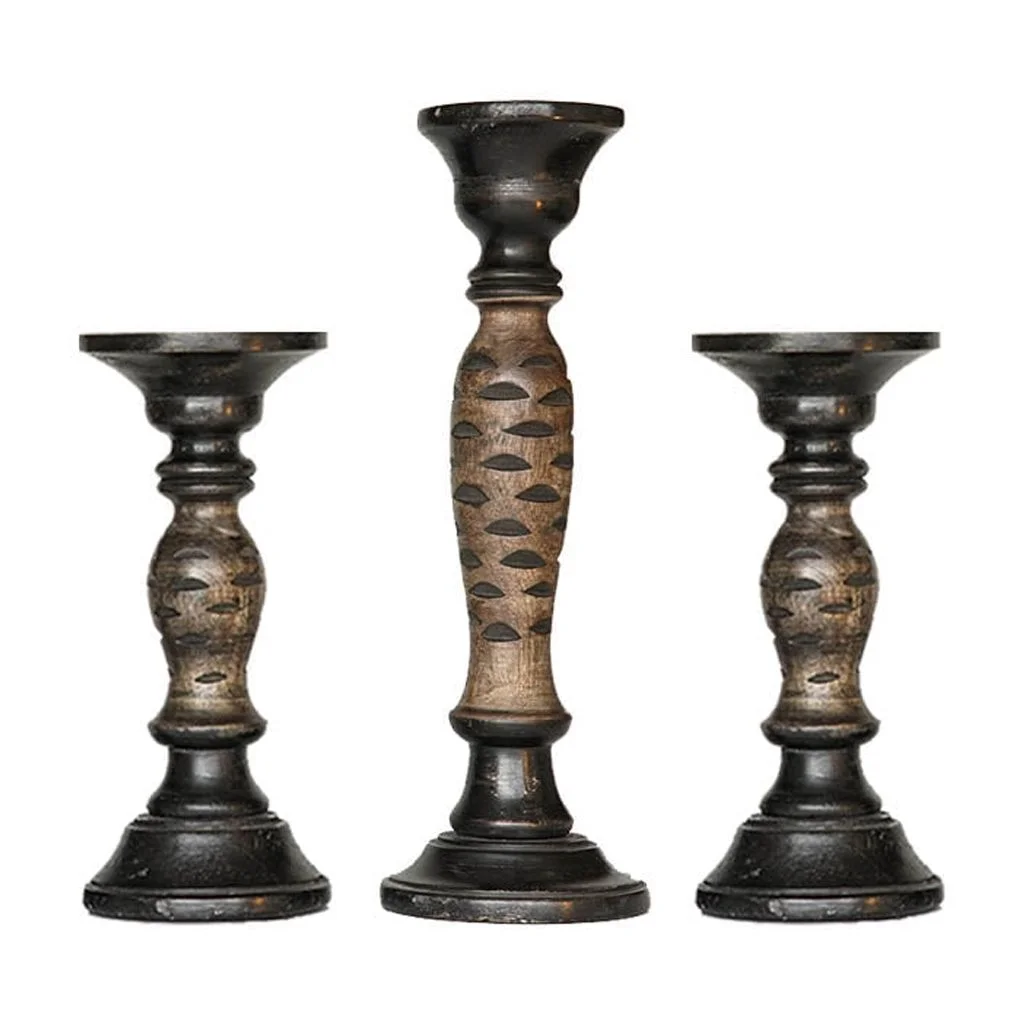 Traditional Dark Polish Eco-friendly Handmade Mango Wood Set Of Three 9