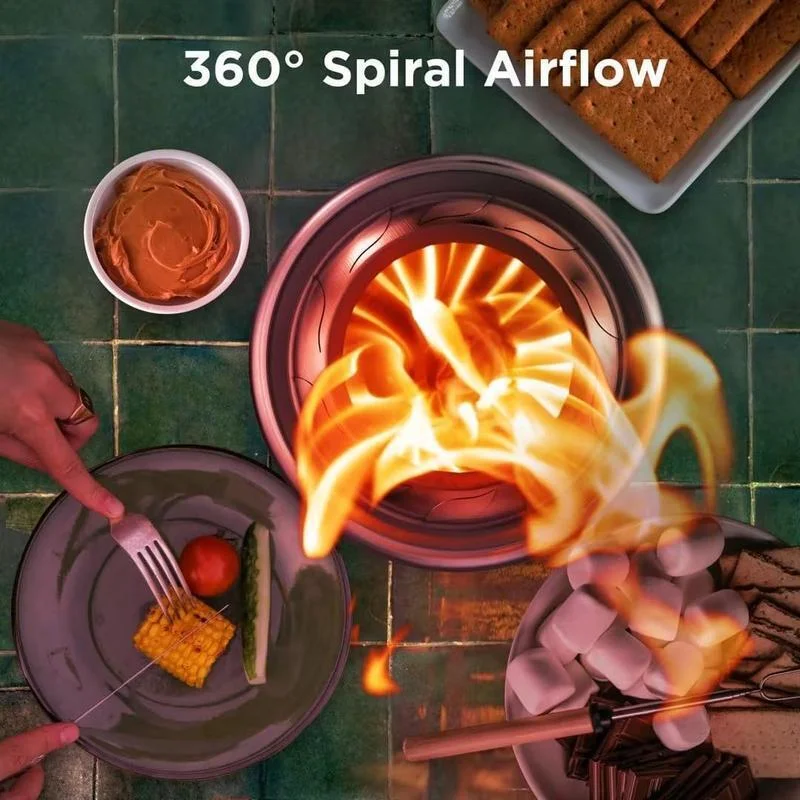 Tabletop Fire Pit with Stand, Low Smoke , 360° Airflow Mini Fire Pit