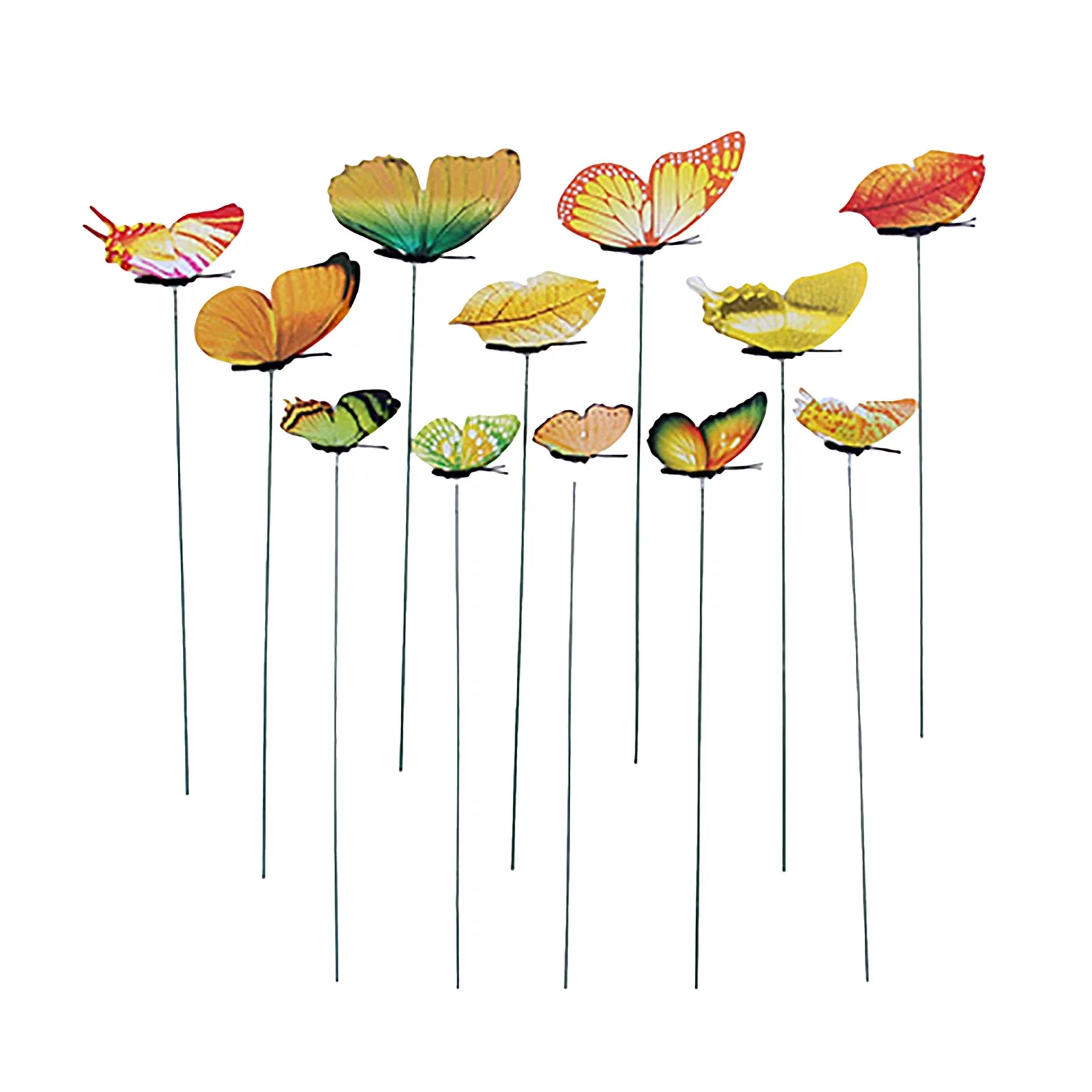 12Pcs Butterfly Stakes Outdoor Yard Planter Flower Pot Bed Garden Decor Yard Art Artificial Flower Hanging Baskets faux Flower Arrangements For Cemetery