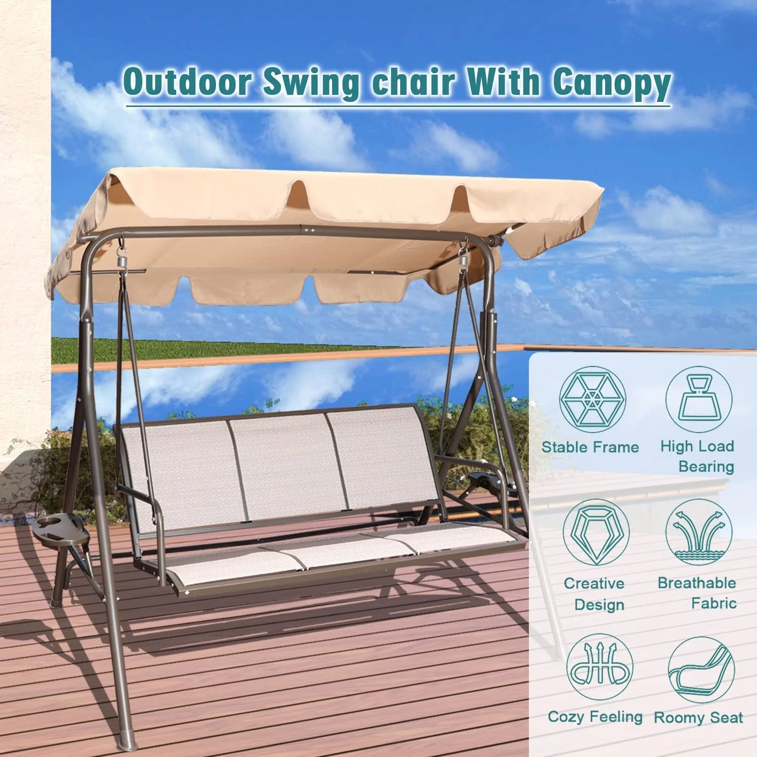 Adjustable Canopy Patio Swing Seat - 52.92 - Outdoor Relaxation