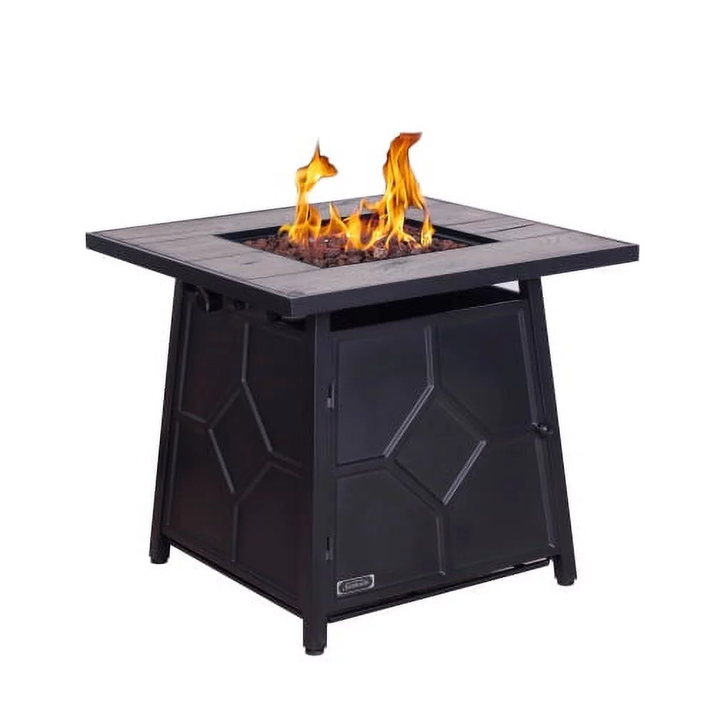 Buumin 40,000 BTU Steel Propane Gas Fire Pit Table With Steel lid, Weather Cover